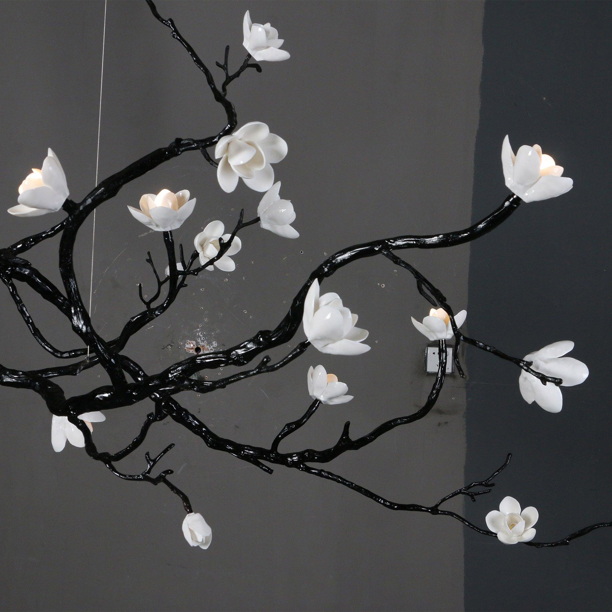 Lustra Kronleuchter Keramik Blume Schwarz Zweig-Letslighting