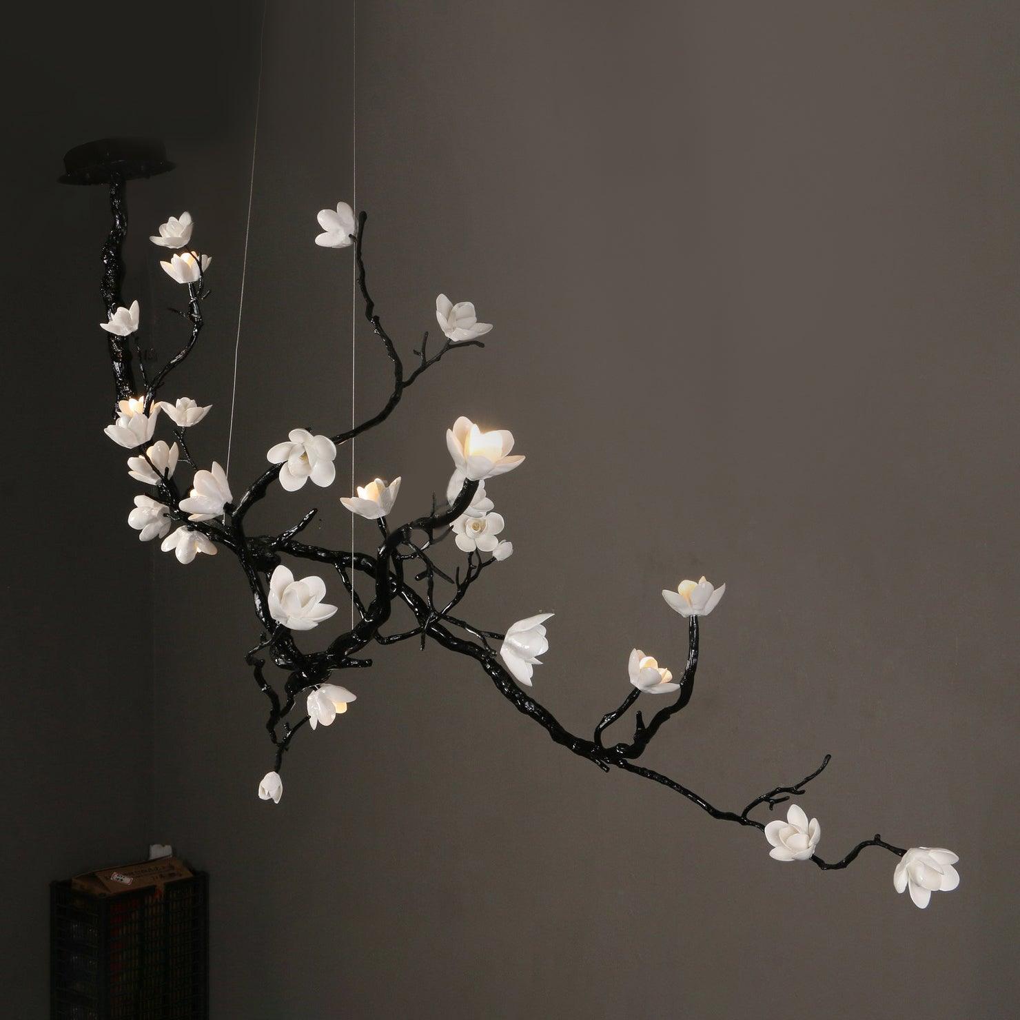 Lustra Kronleuchter Keramik Blume Schwarz Zweig-Letslighting