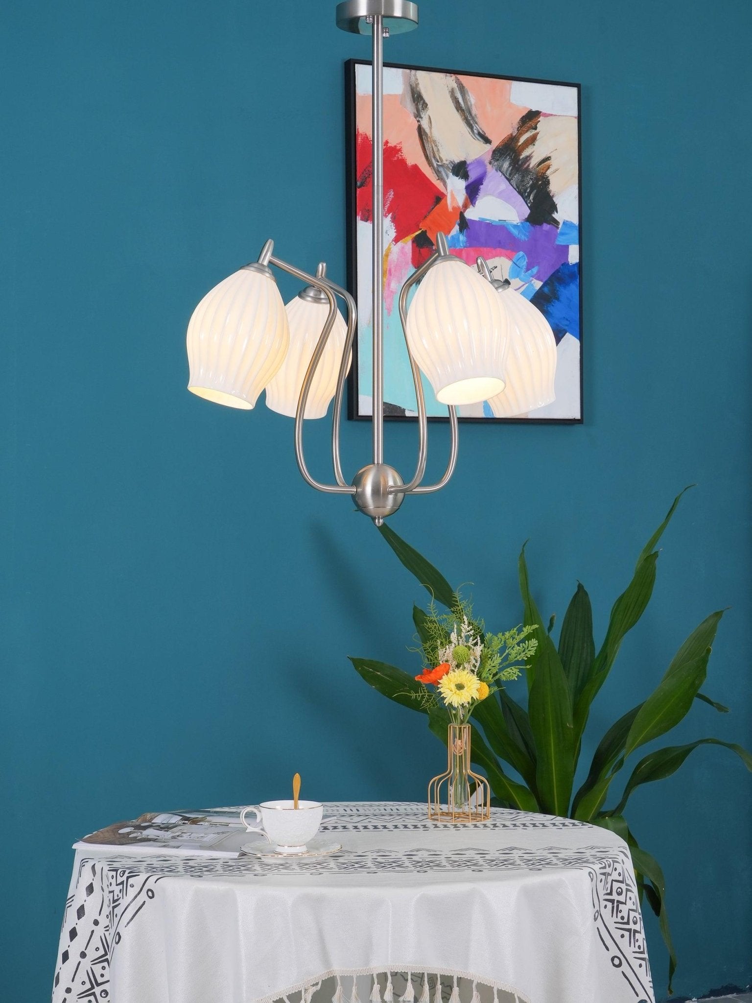 Lustra Keramik-Lüster Rippen Struktur Glas Elegant-Letslighting