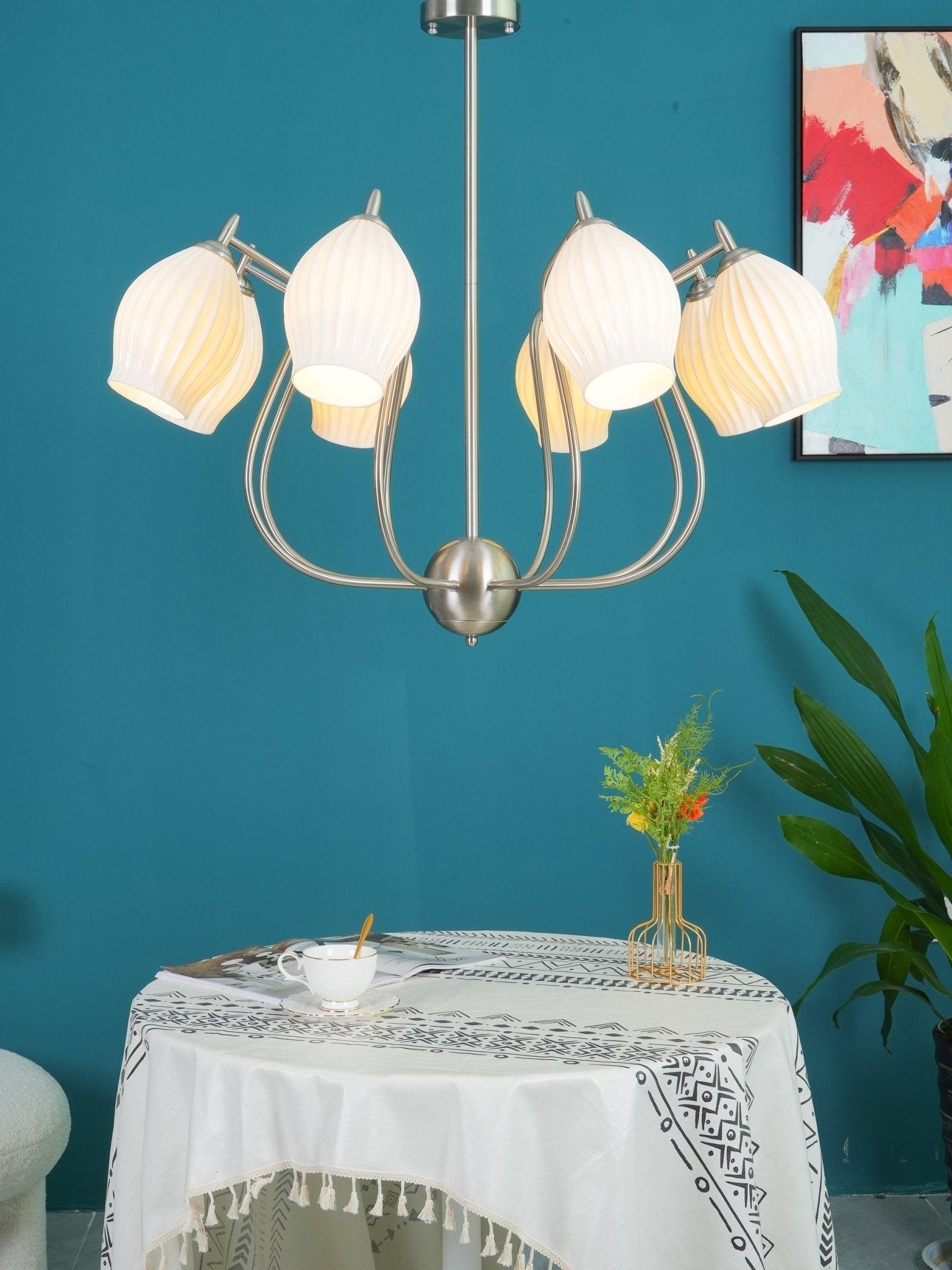Lustra Keramik-Lüster Rippen Struktur Glas Elegant-Letslighting