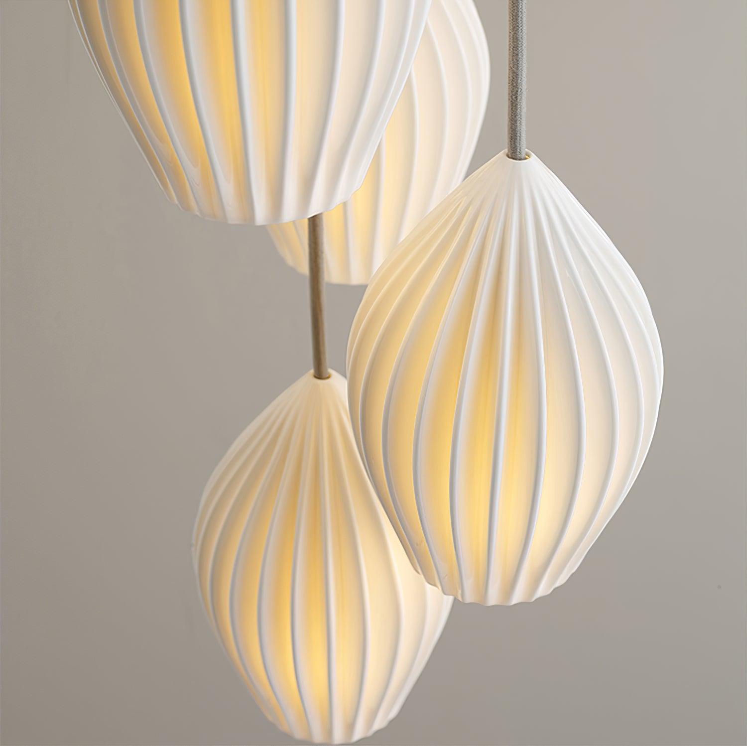 Solara Pendelleuchte Keramik Rippung Bone China Elegant-Letslighting