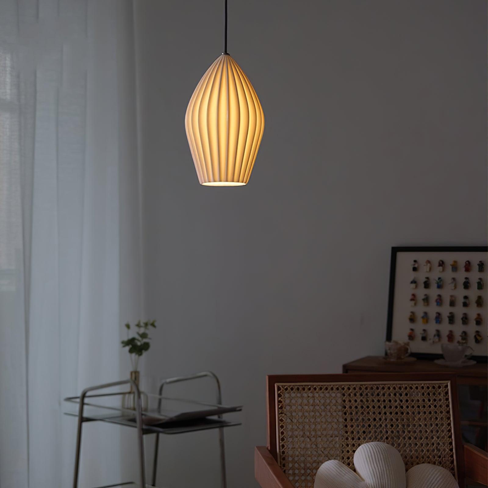 Solara Pendelleuchte Keramik Rippung Bone China Elegant-Letslighting
