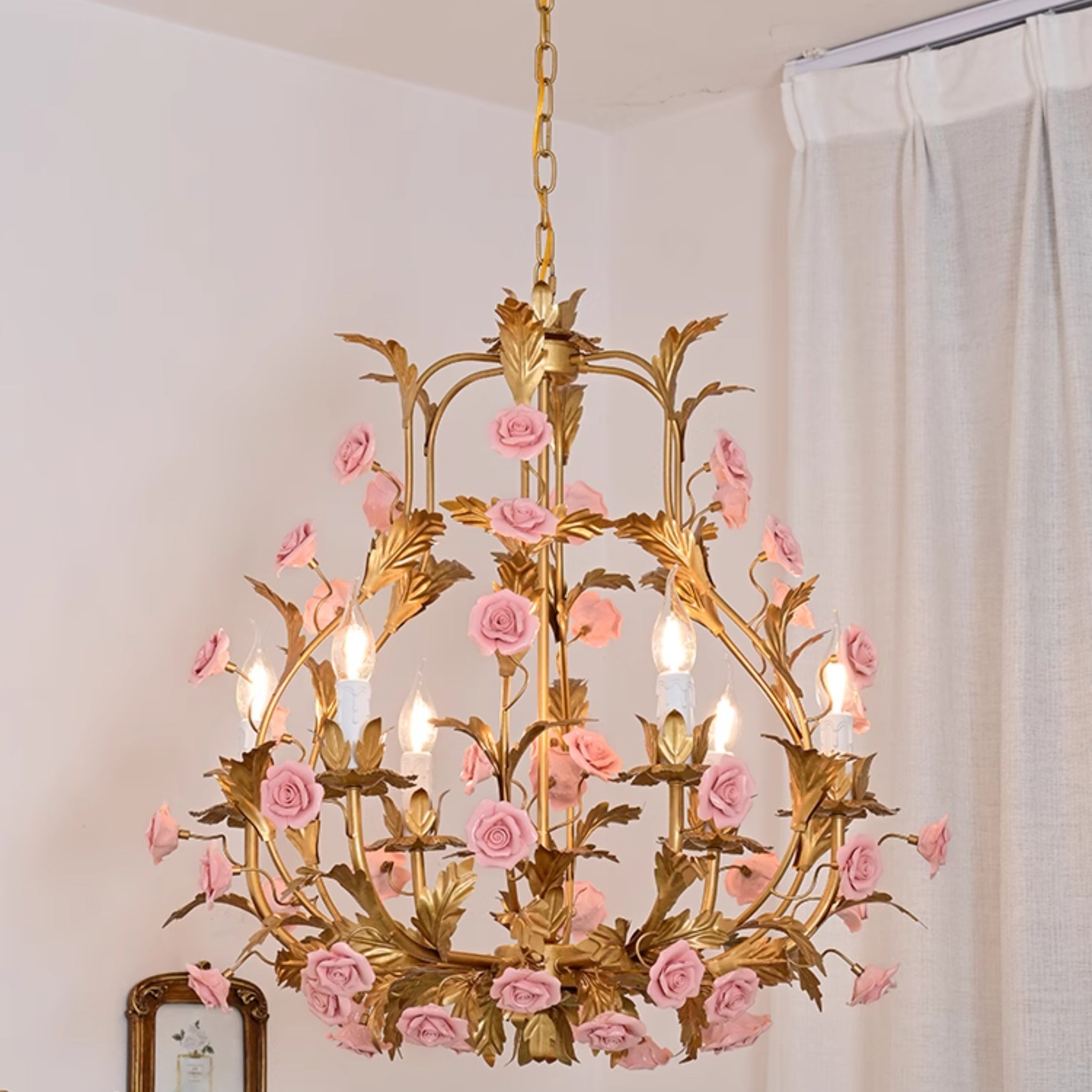 Ember Postmoderner Luxus Rosenblüten Keramik-Kronleuchter-Letslighting