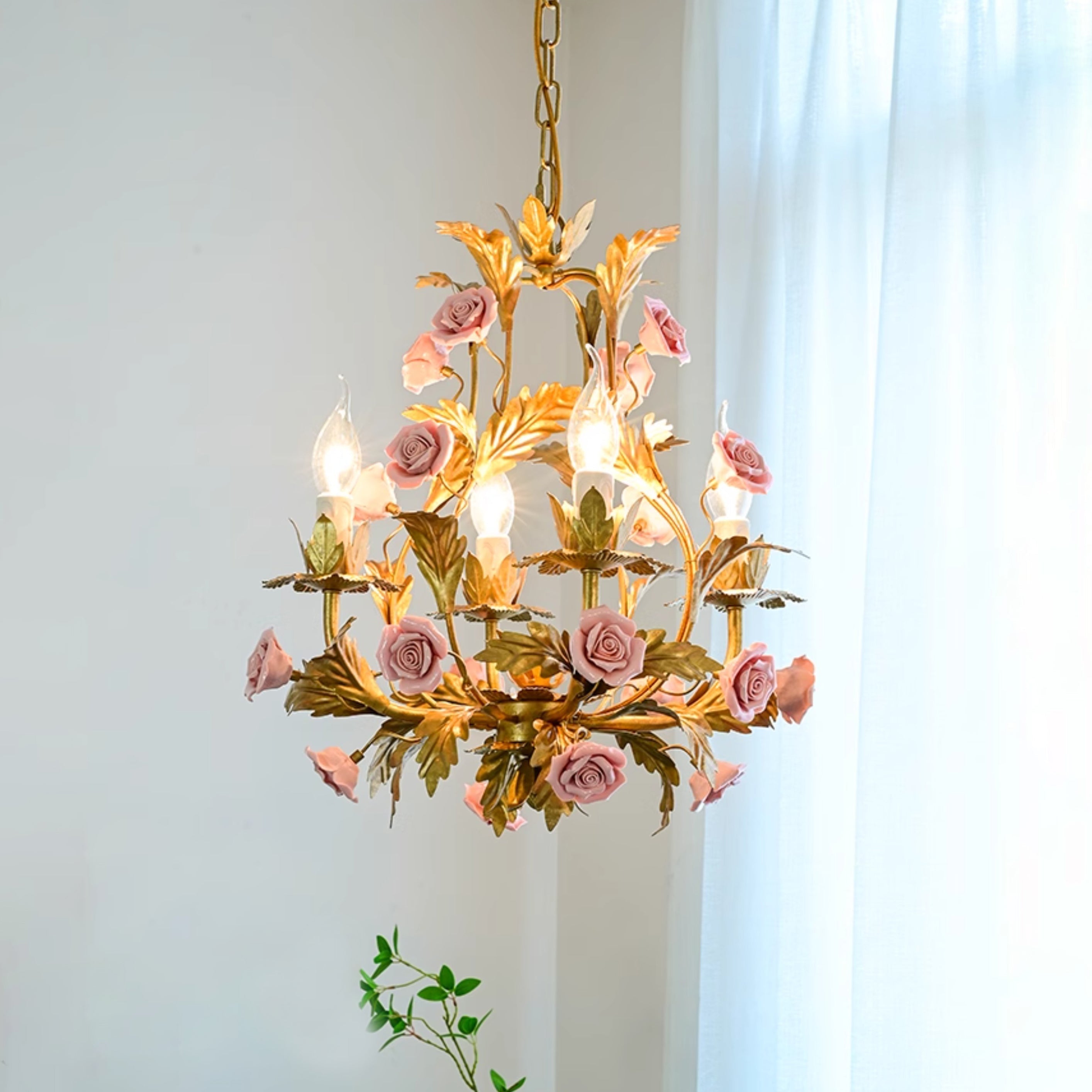 Ember Postmoderner Luxus Rosenblüten Keramik-Kronleuchter-Letslighting