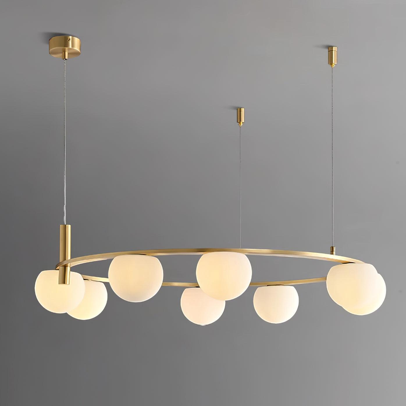 Kronleuchter Glas Globen Metall Ring Gold Finish Modern-Letslighting