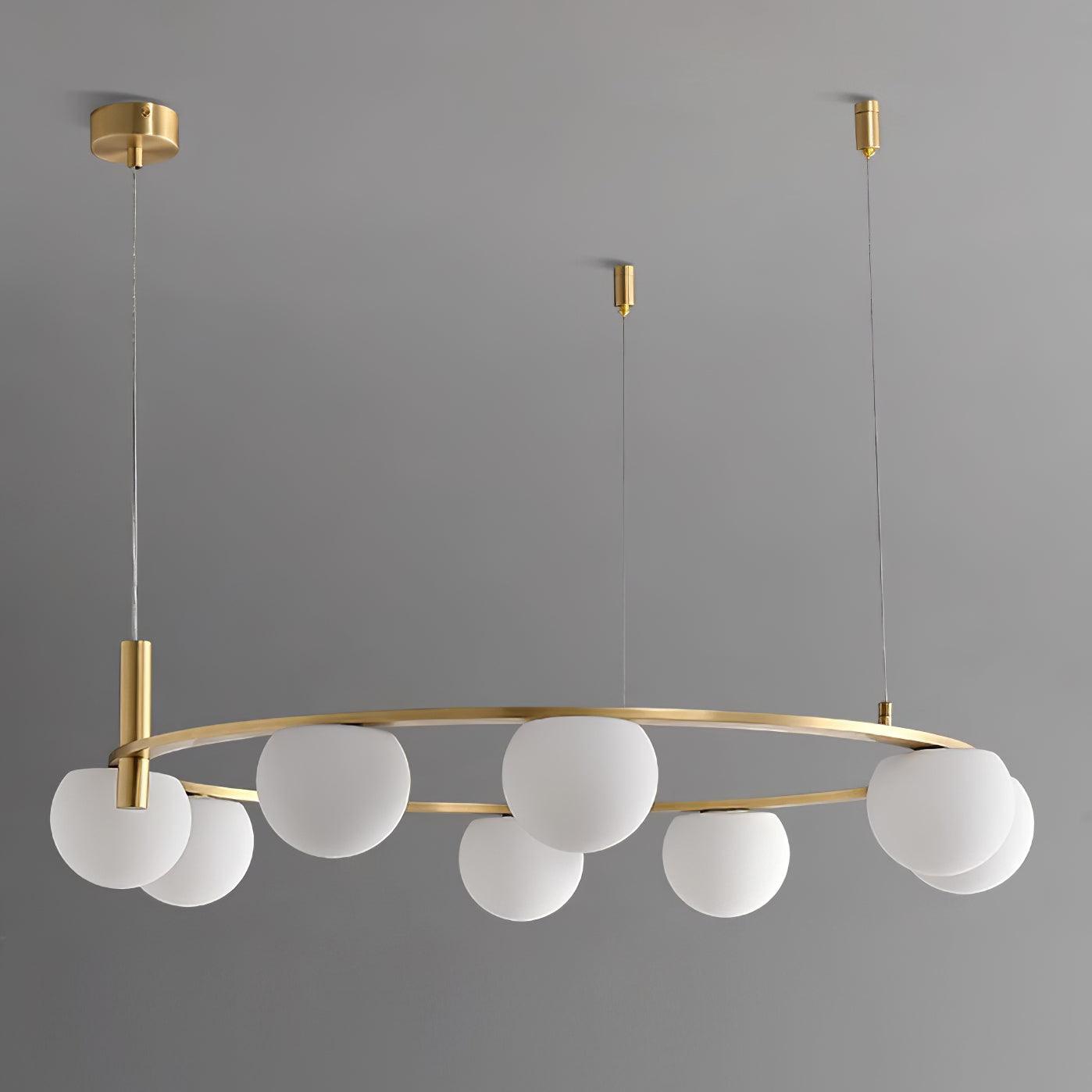 Kronleuchter Glas Globen Metall Ring Gold Finish Modern-Letslighting