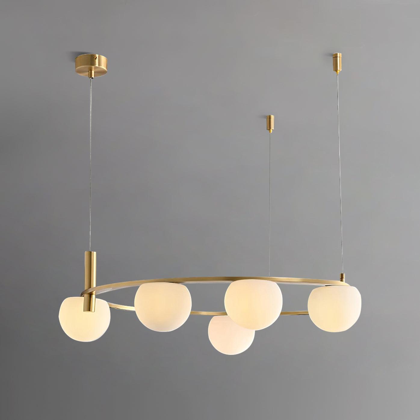 Kronleuchter Glas Globen Metall Ring Gold Finish Modern-Letslighting