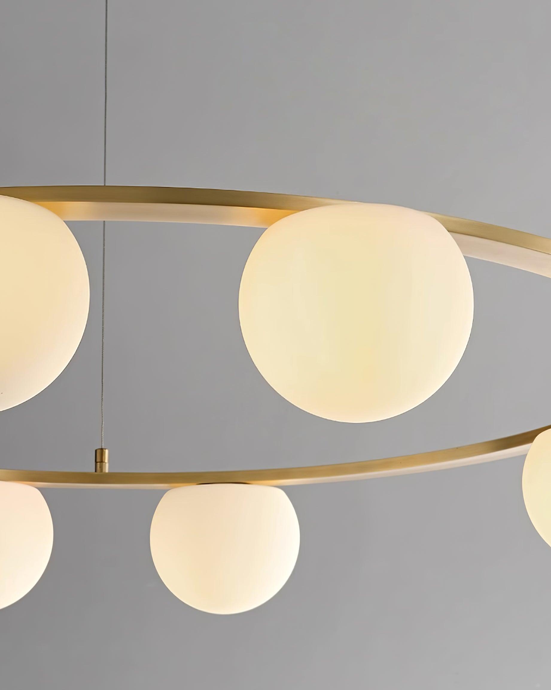 Kronleuchter Glas Globen Metall Ring Gold Finish Modern-Letslighting