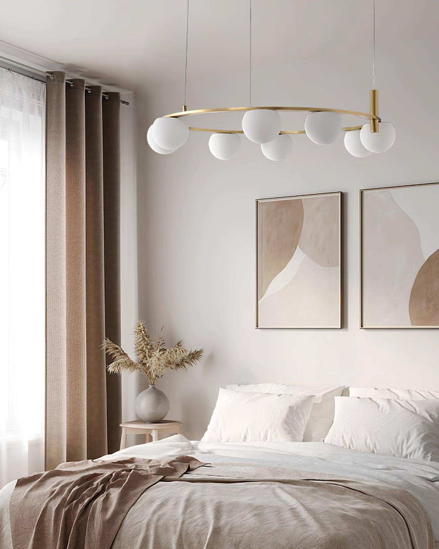 Kronleuchter Glas Globen Metall Ring Gold Finish Modern-Letslighting
