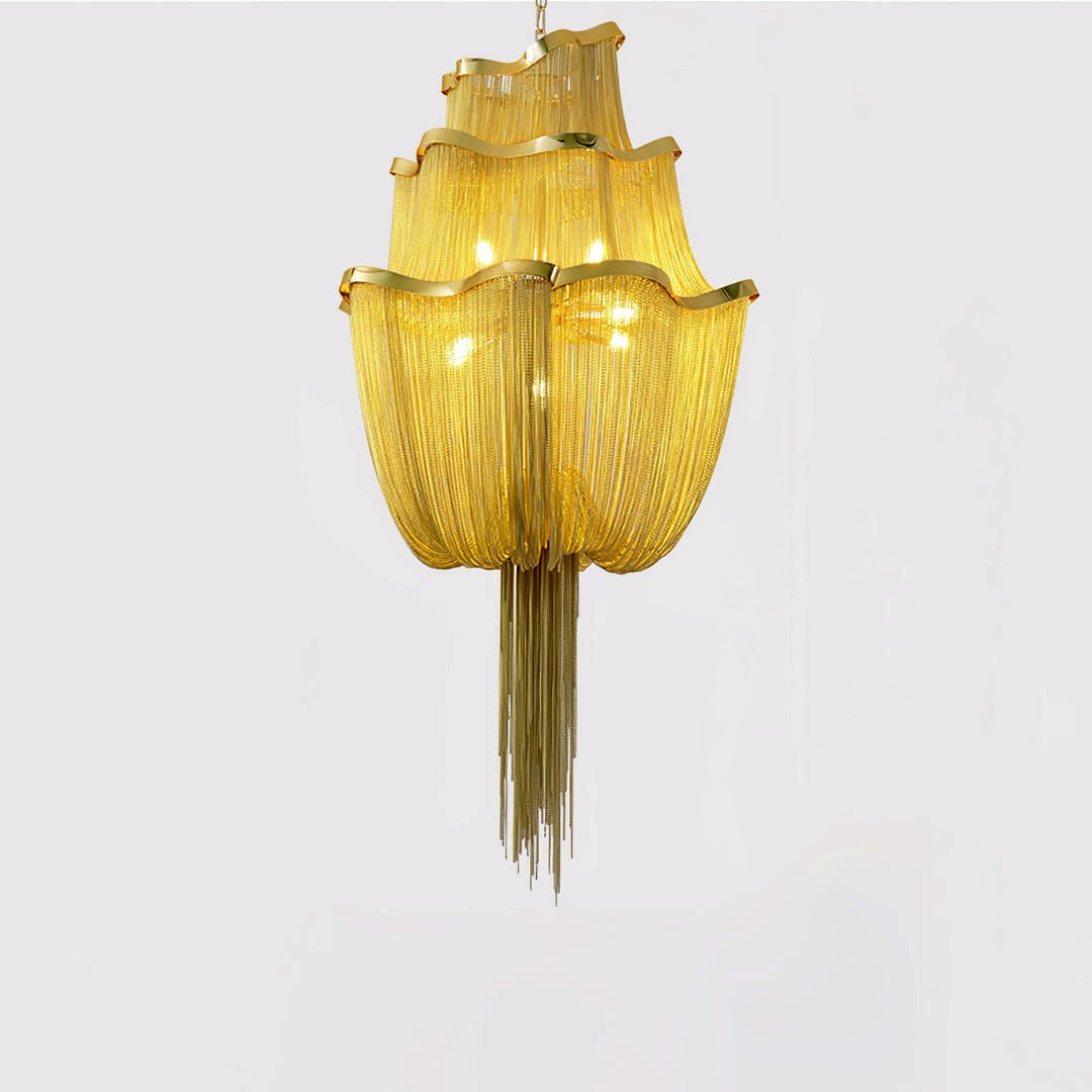 Lustra Kronleuchter Aluminium Ketten Schimmernd Nickel-Letslighting