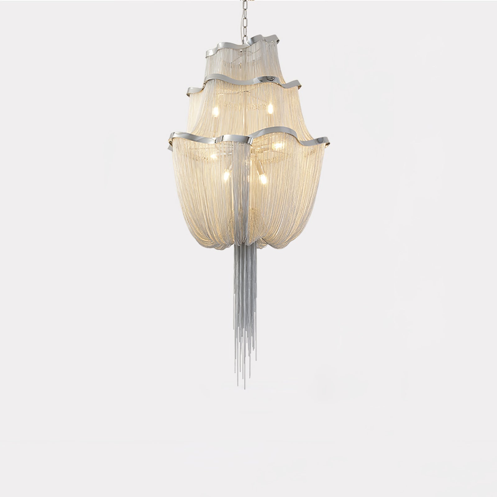 Lustra Kronleuchter Aluminium Ketten Schimmernd Nickel-Letslighting