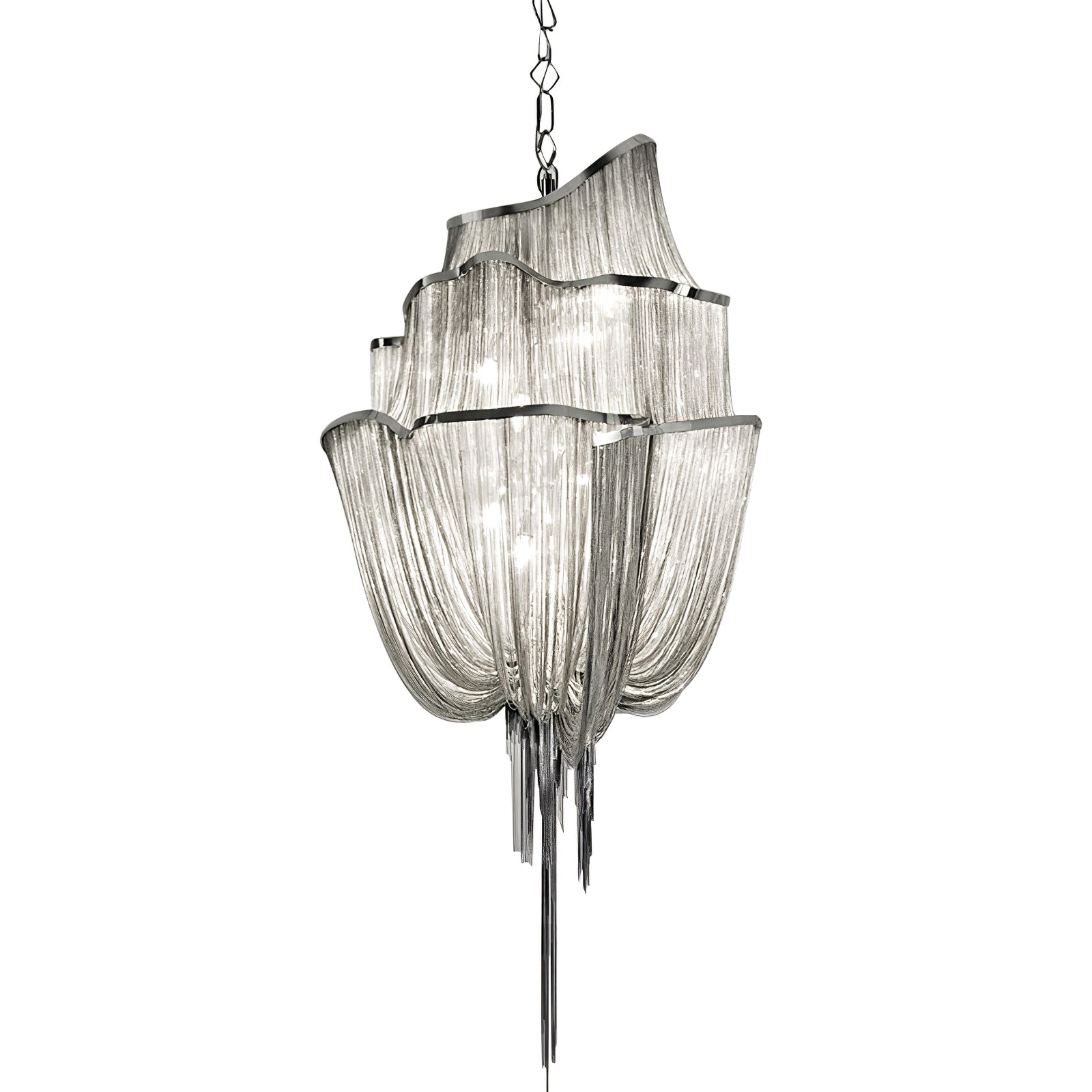 Lustra Kronleuchter Aluminium Ketten Schimmernd Nickel-Letslighting