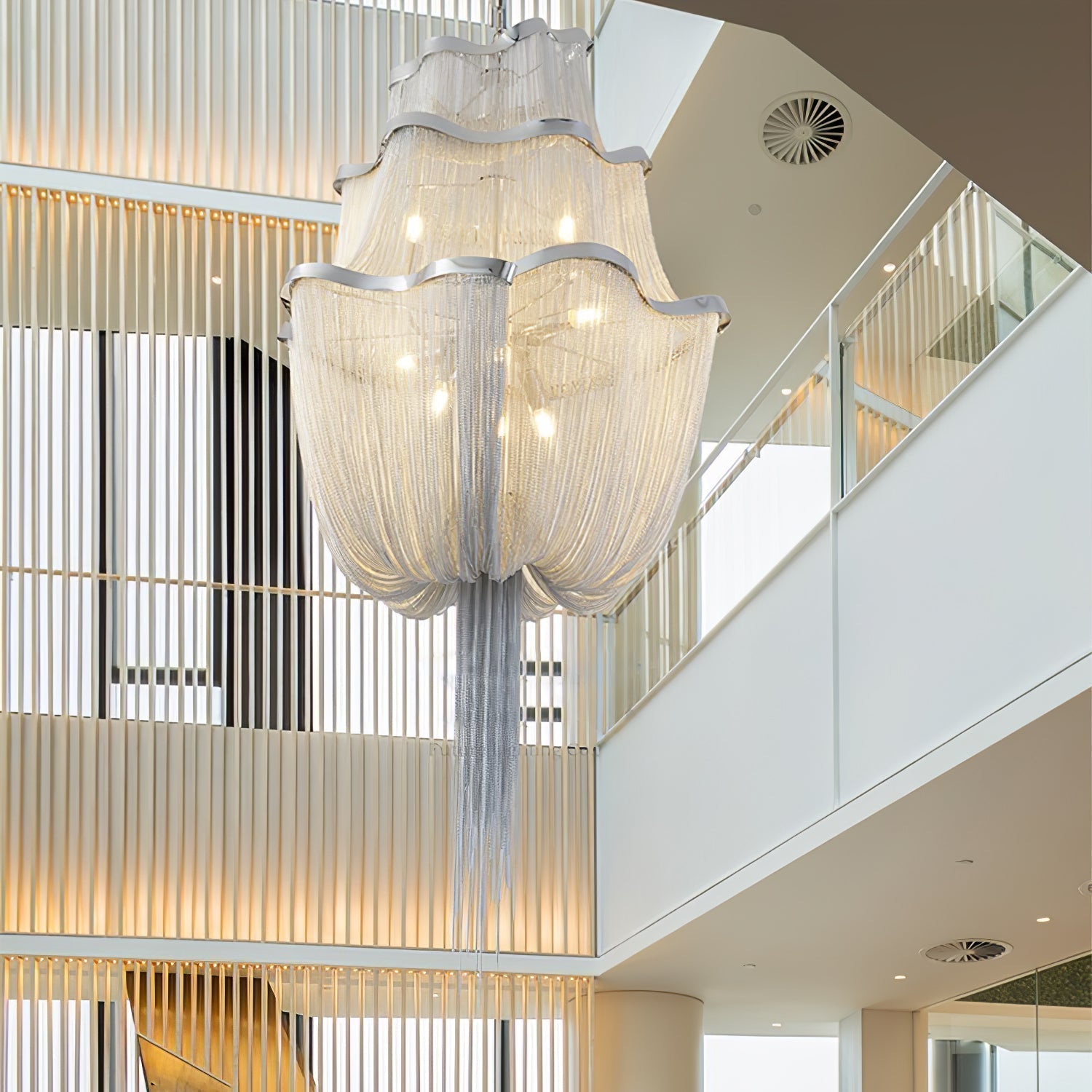 Lustra Kronleuchter Aluminium Ketten Schimmernd Nickel-Letslighting