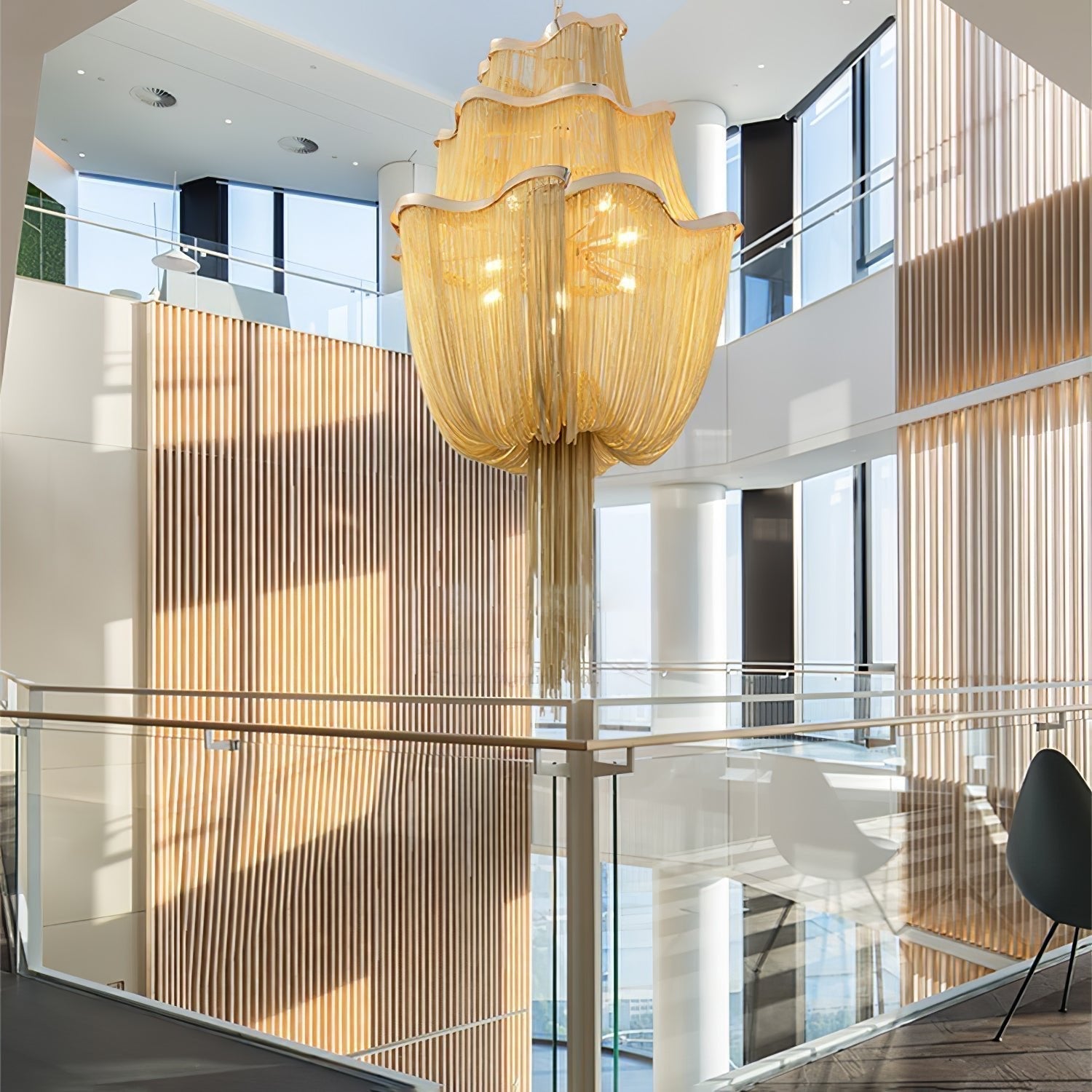 Lustra Kronleuchter Aluminium Ketten Schimmernd Nickel-Letslighting