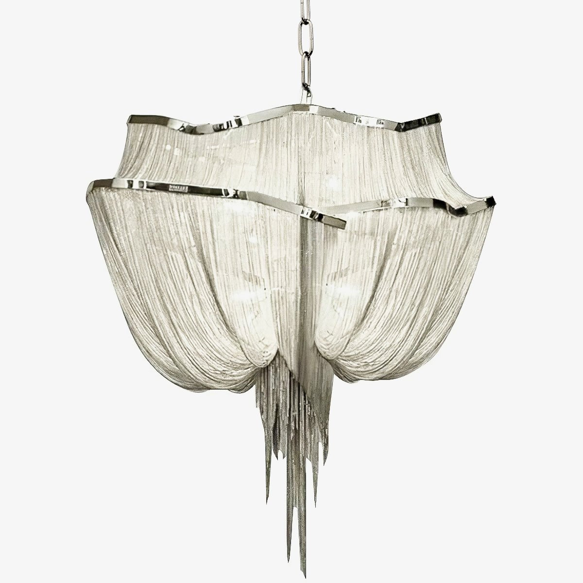 Lustra Kronleuchter Aluminium Ketten Schimmernd Nickel-Letslighting