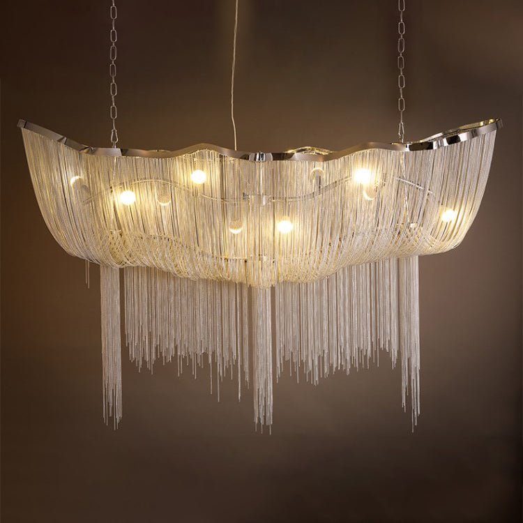Lustra Kronleuchter Aluminium Ketten Schimmernd Nickel-Letslighting