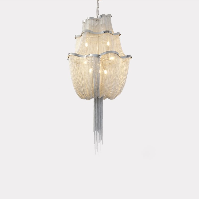Lustra Kronleuchter Aluminium Ketten Schimmernd Nickel-Letslighting