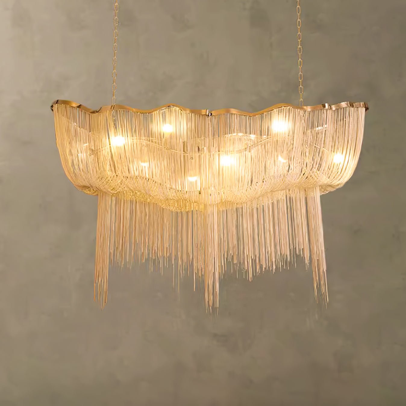 Lustra Kronleuchter Aluminium Ketten Schimmernd Nickel-Letslighting