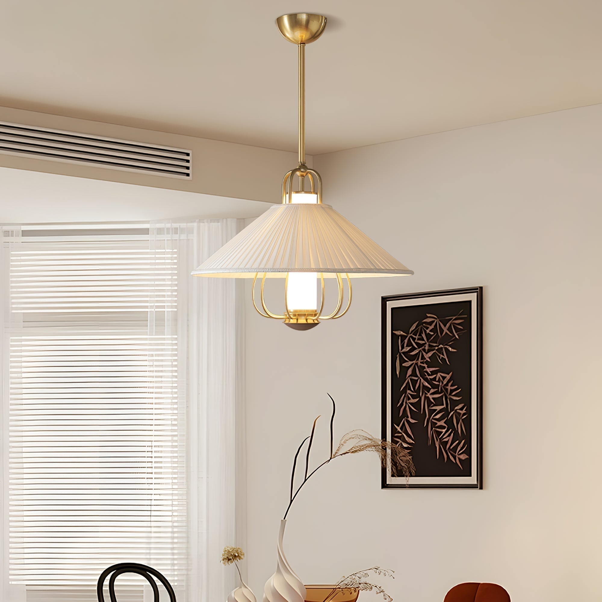 Lustra Pendelleuchte Stoff Gold-Letslighting