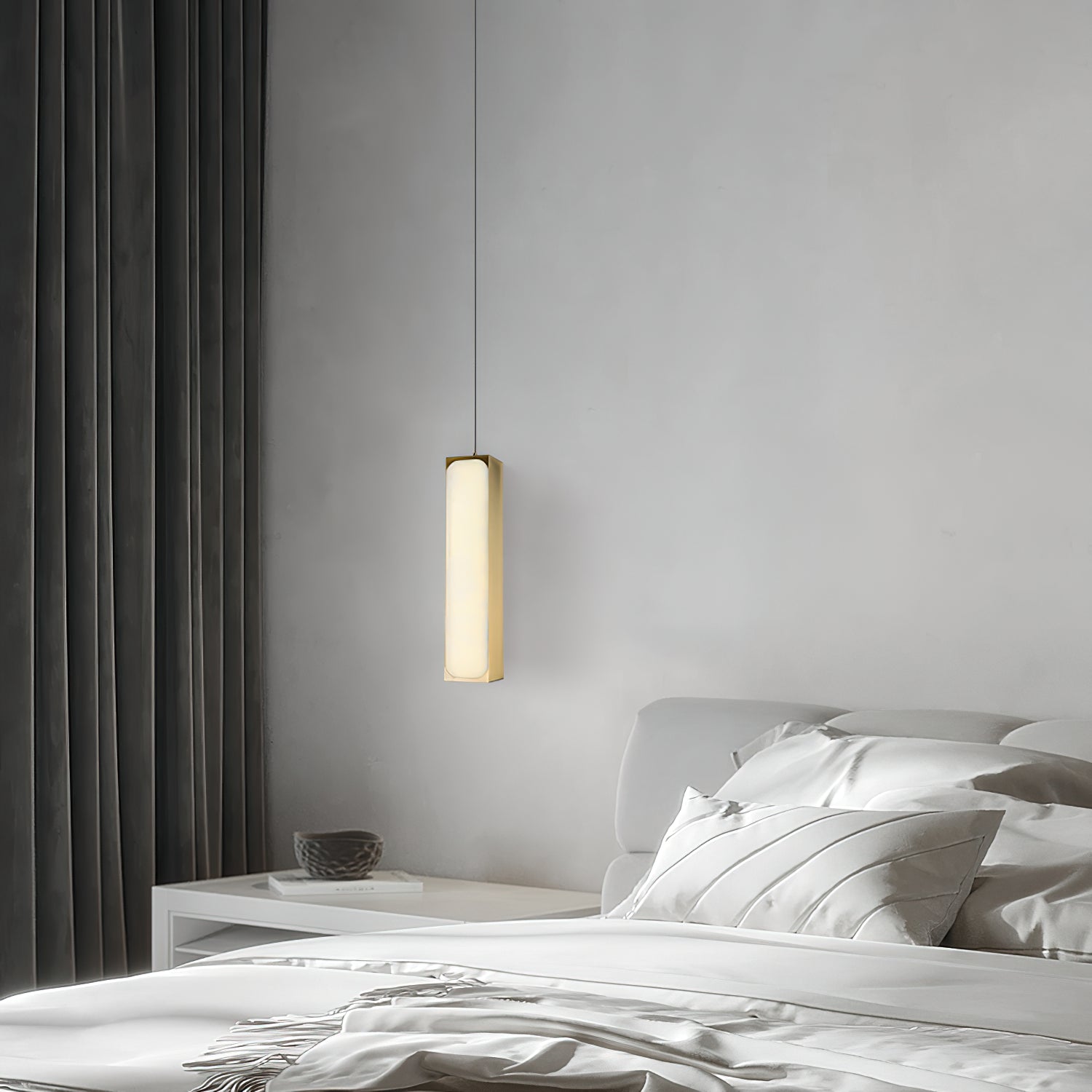 Gleam Modern Minimalist Brass Alabaster Pendant Light - Letslighting