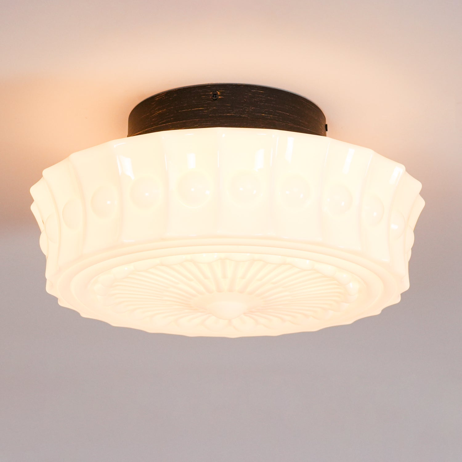 Solara Deckenleuchte Weiß Glas Floral-Letslighting