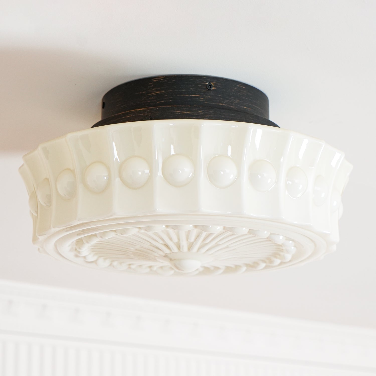 Solara Deckenleuchte Weiß Glas Floral-Letslighting