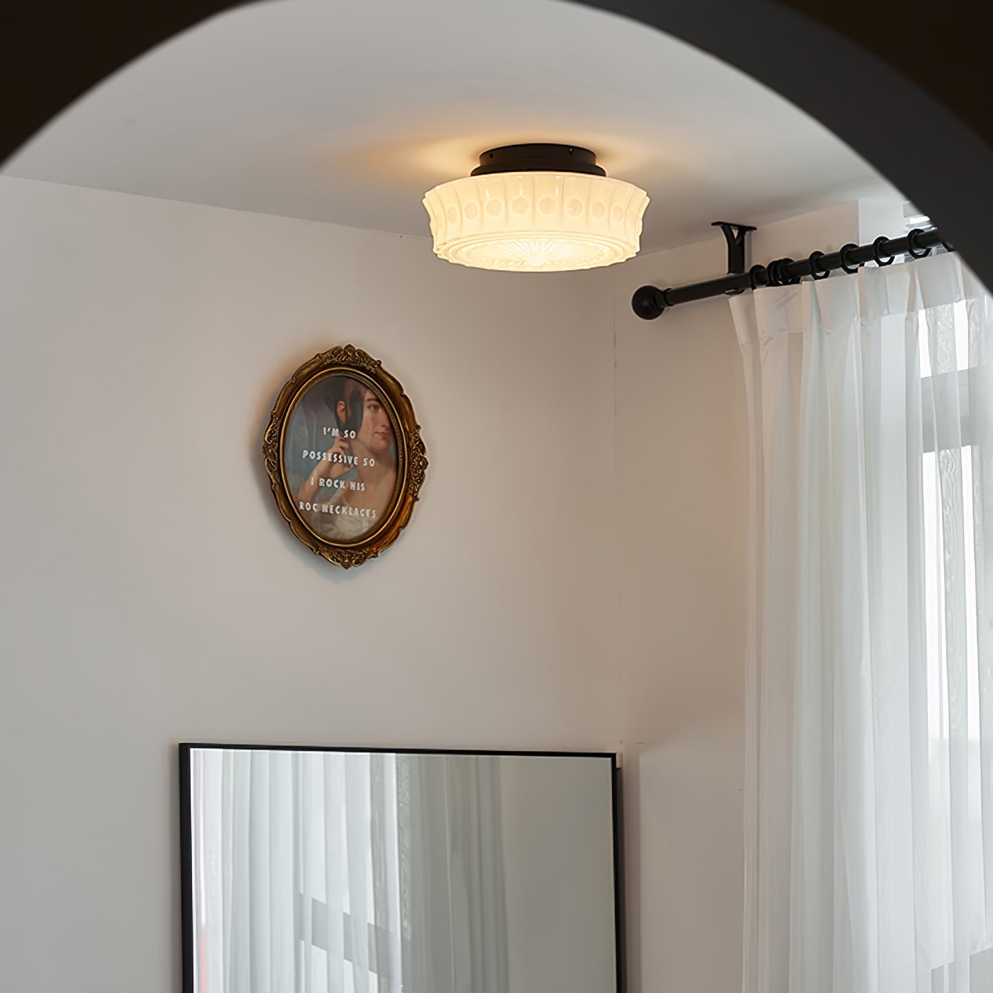 Solara Deckenleuchte Weiß Glas Floral-Letslighting