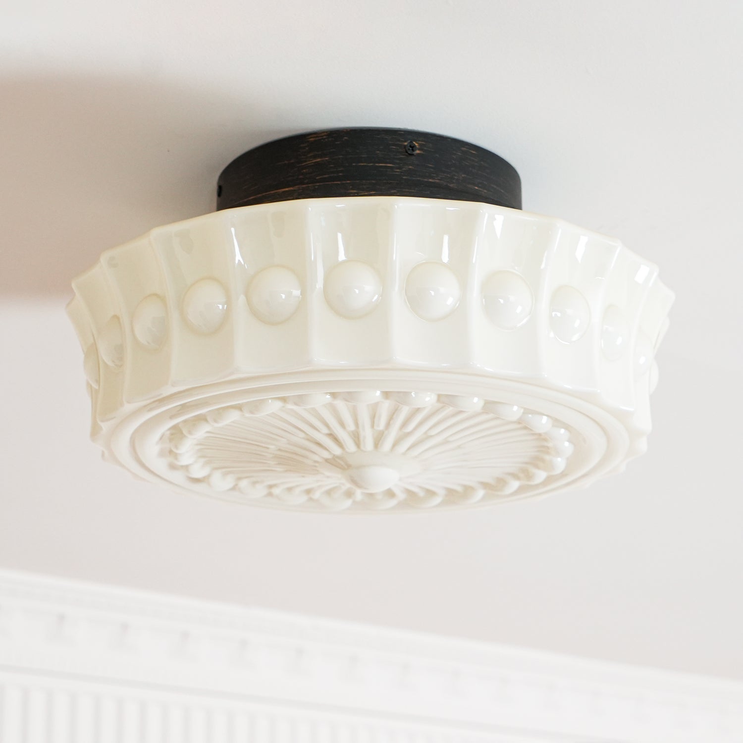 Solara Deckenleuchte Weiß Glas Floral-Letslighting