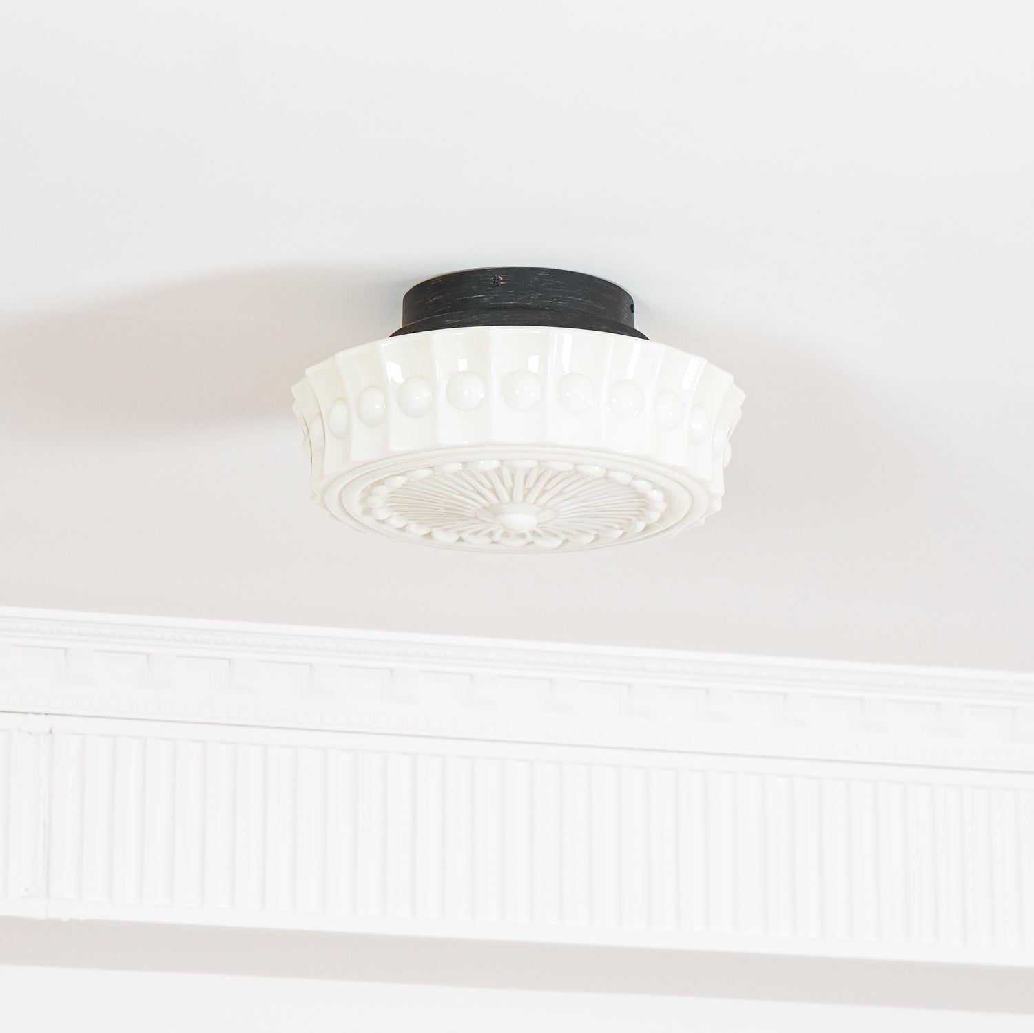 Solara Deckenleuchte Weiß Glas Floral-Letslighting