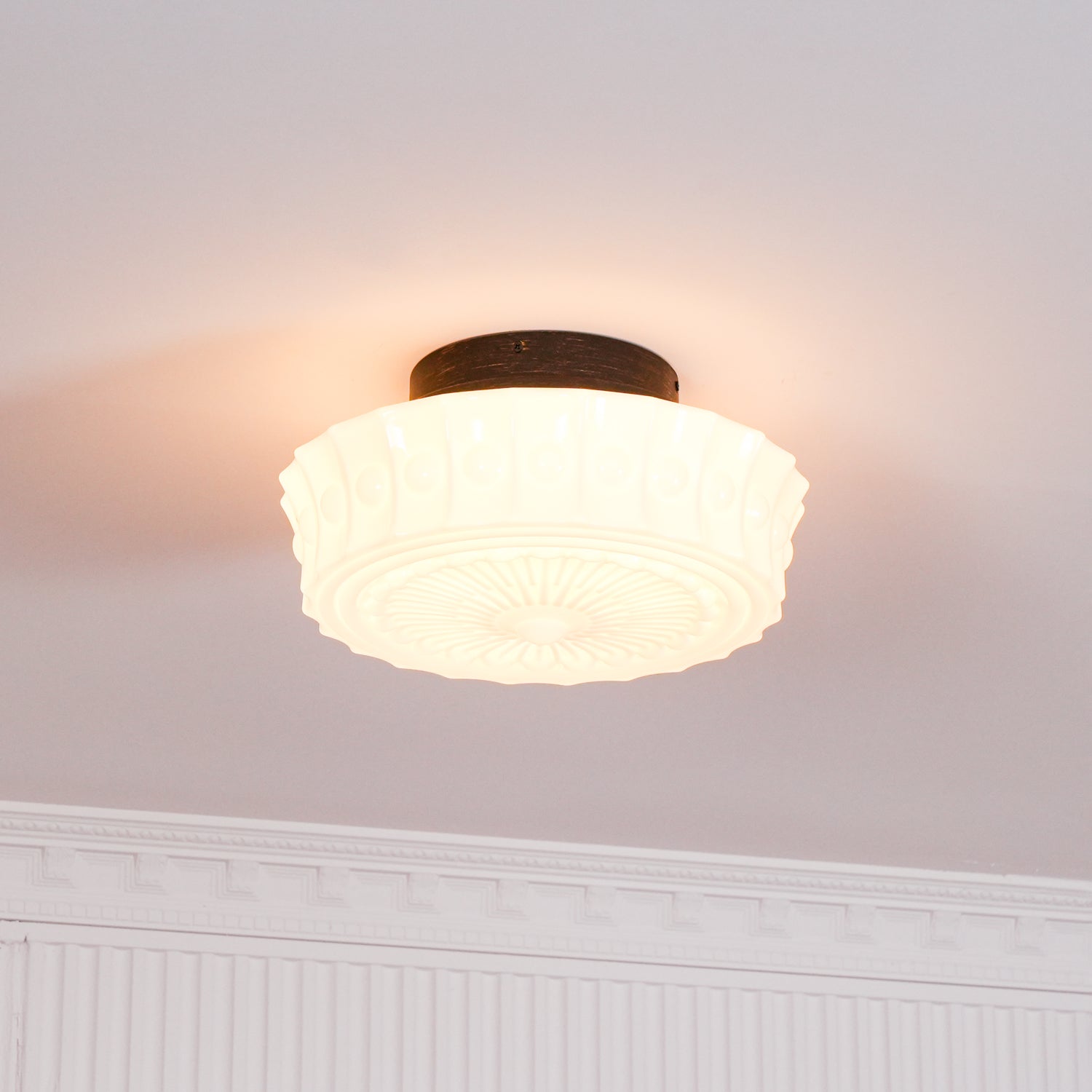 Solara Deckenleuchte Weiß Glas Floral-Letslighting