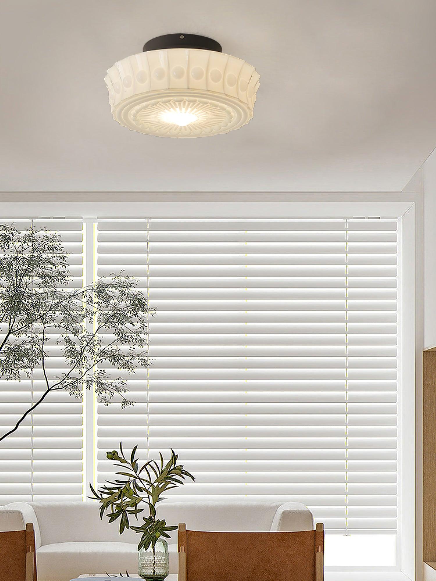 Solara Deckenleuchte Weiß Glas Floral-Letslighting