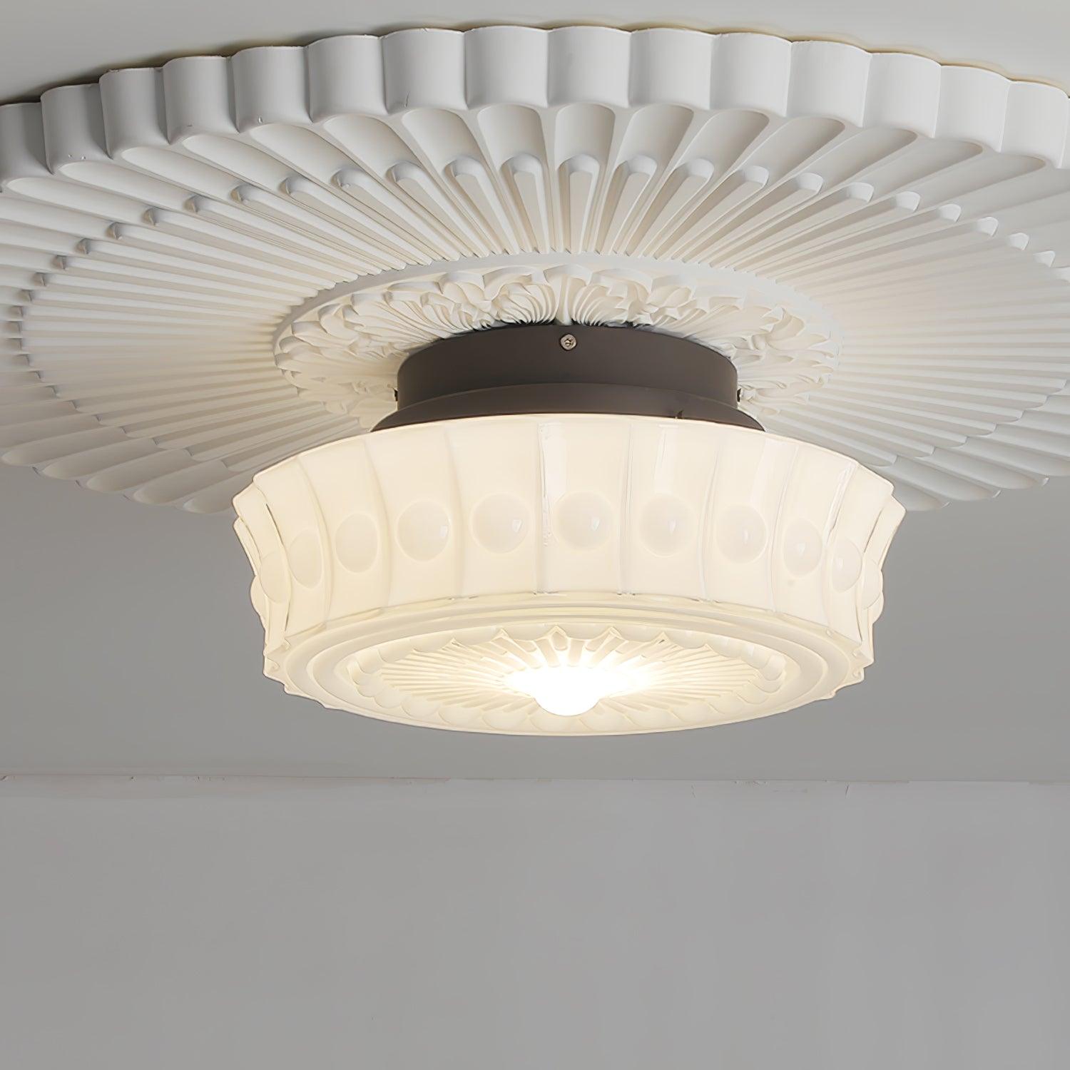 Solara Deckenleuchte Weiß Glas Floral-Letslighting