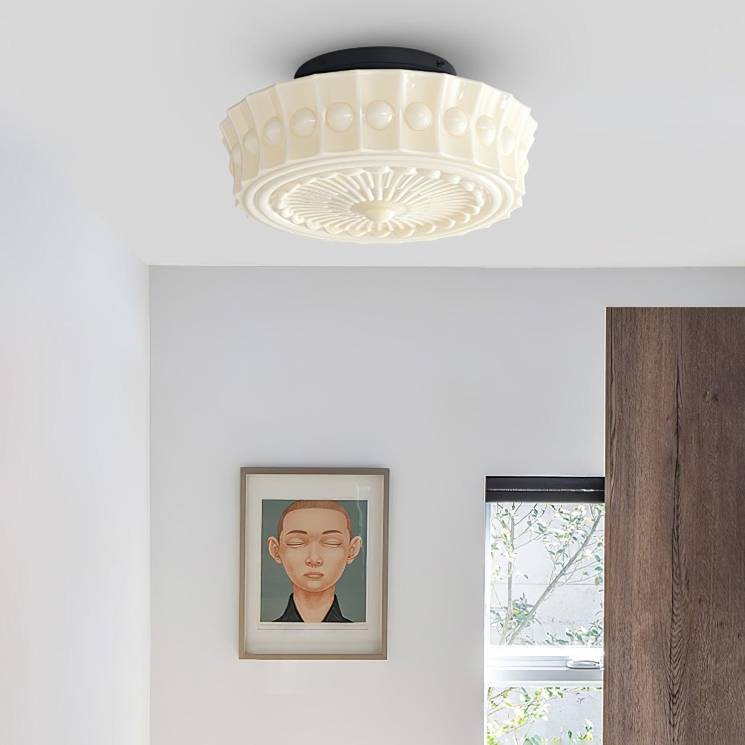 Solara Deckenleuchte Weiß Glas Floral-Letslighting