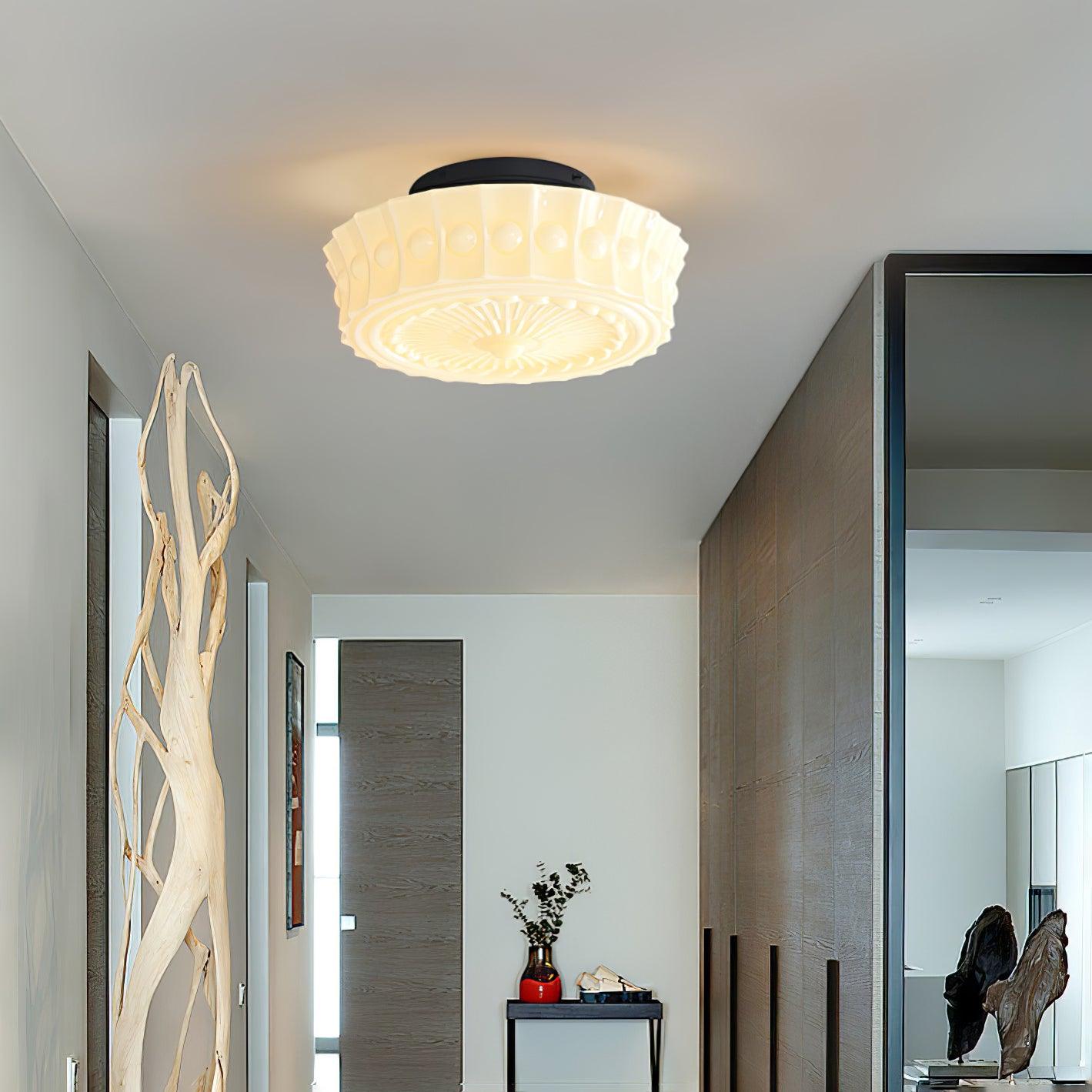 Solara Deckenleuchte Weiß Glas Floral-Letslighting