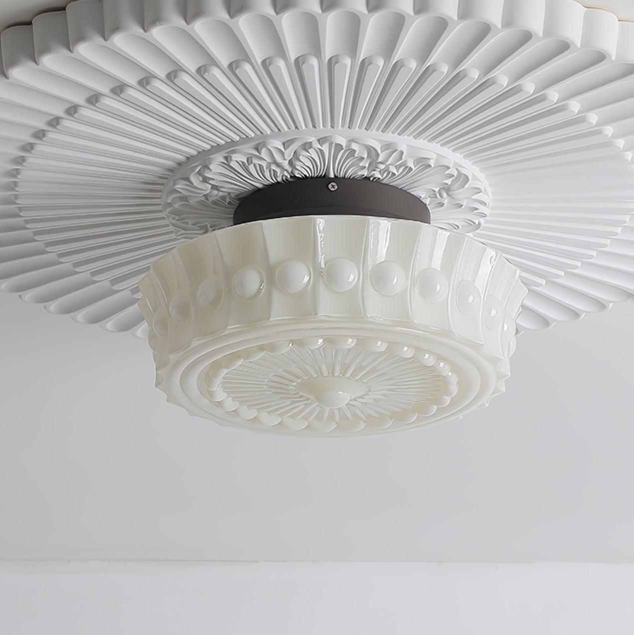 Solara Deckenleuchte Weiß Glas Floral-Letslighting