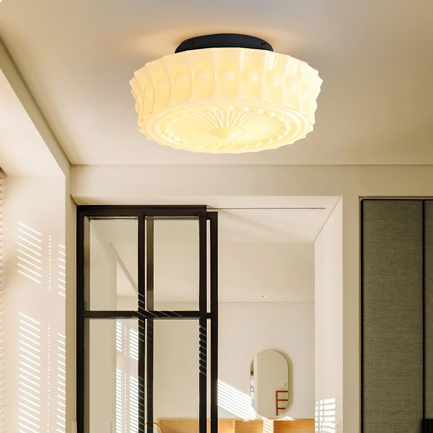 Solara Deckenleuchte Weiß Glas Floral-Letslighting