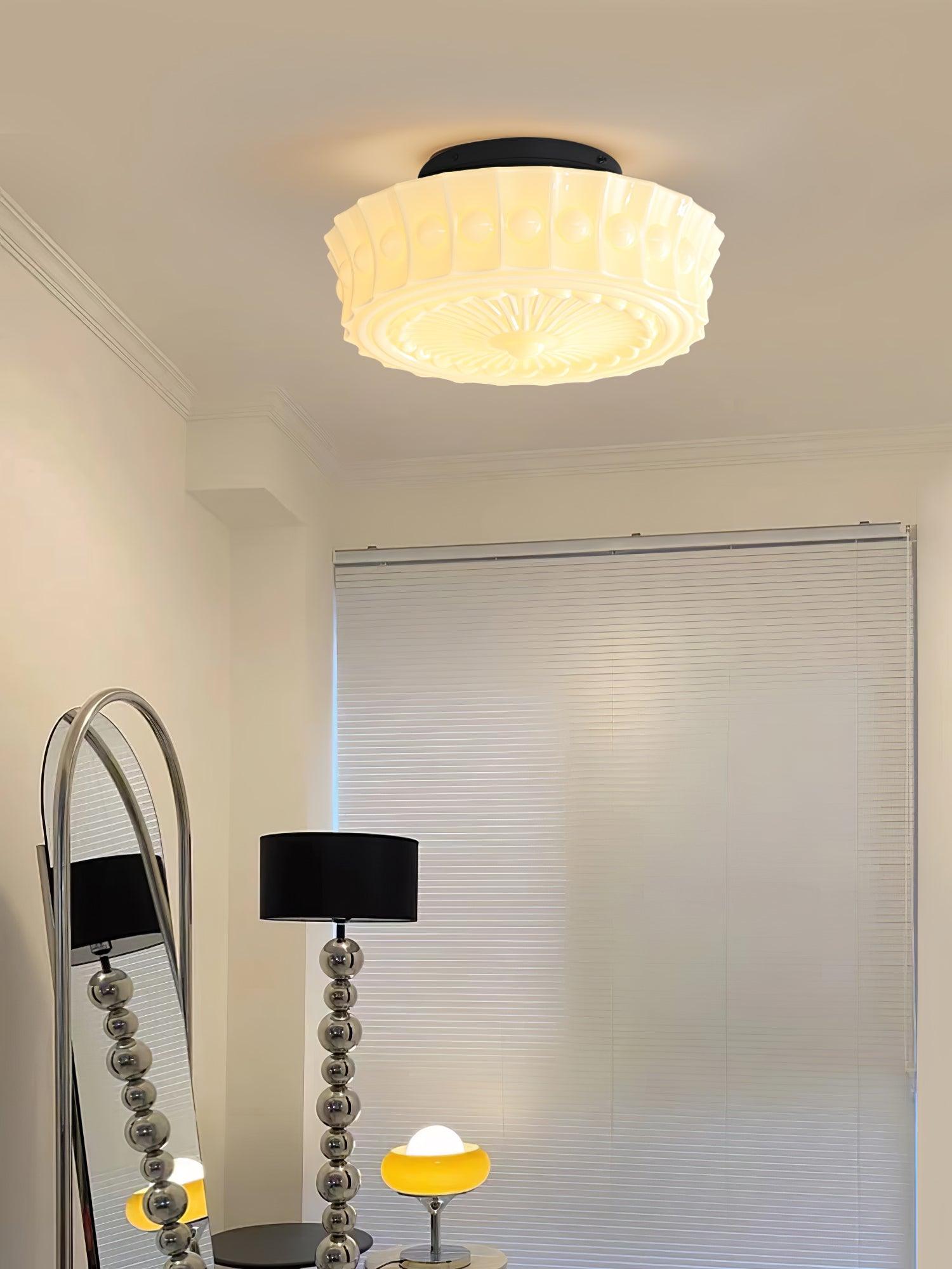 Solara Deckenleuchte Weiß Glas Floral-Letslighting