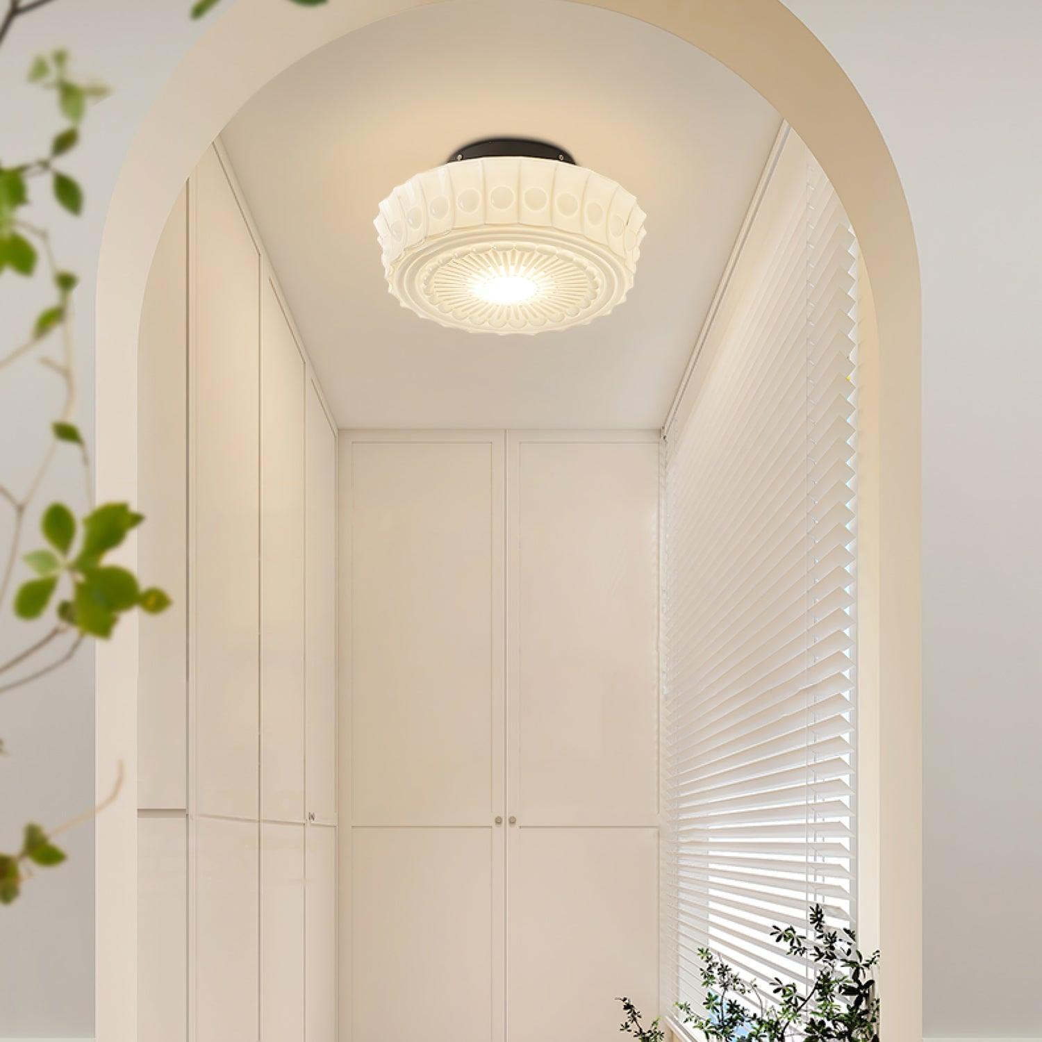 Solara Deckenleuchte Weiß Glas Floral-Letslighting
