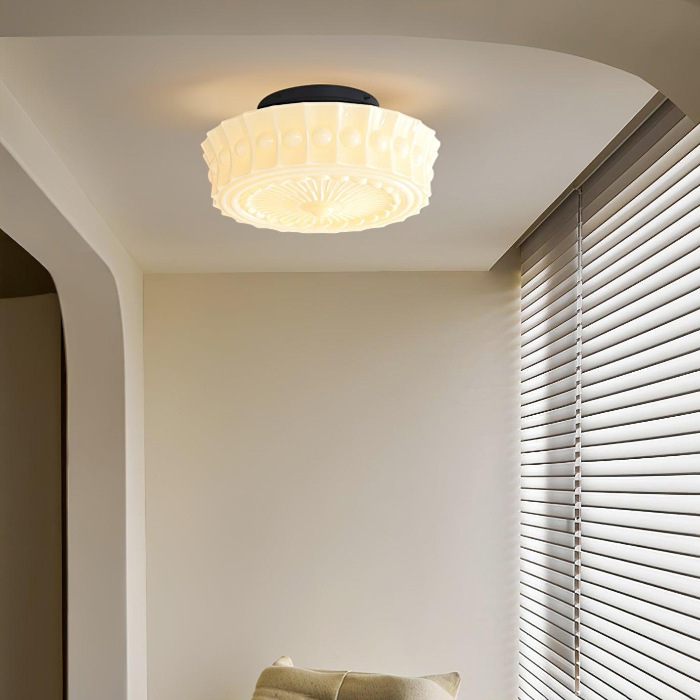 Solara Deckenleuchte Weiß Glas Floral-Letslighting