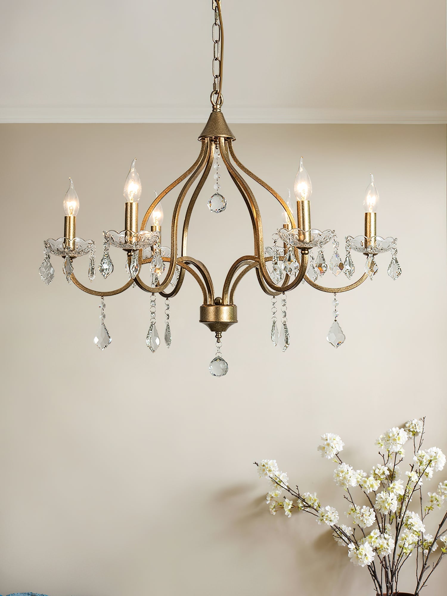 Breathe Luxuriöser Vintage Messing-Kristall Kronleuchter-Letslighting