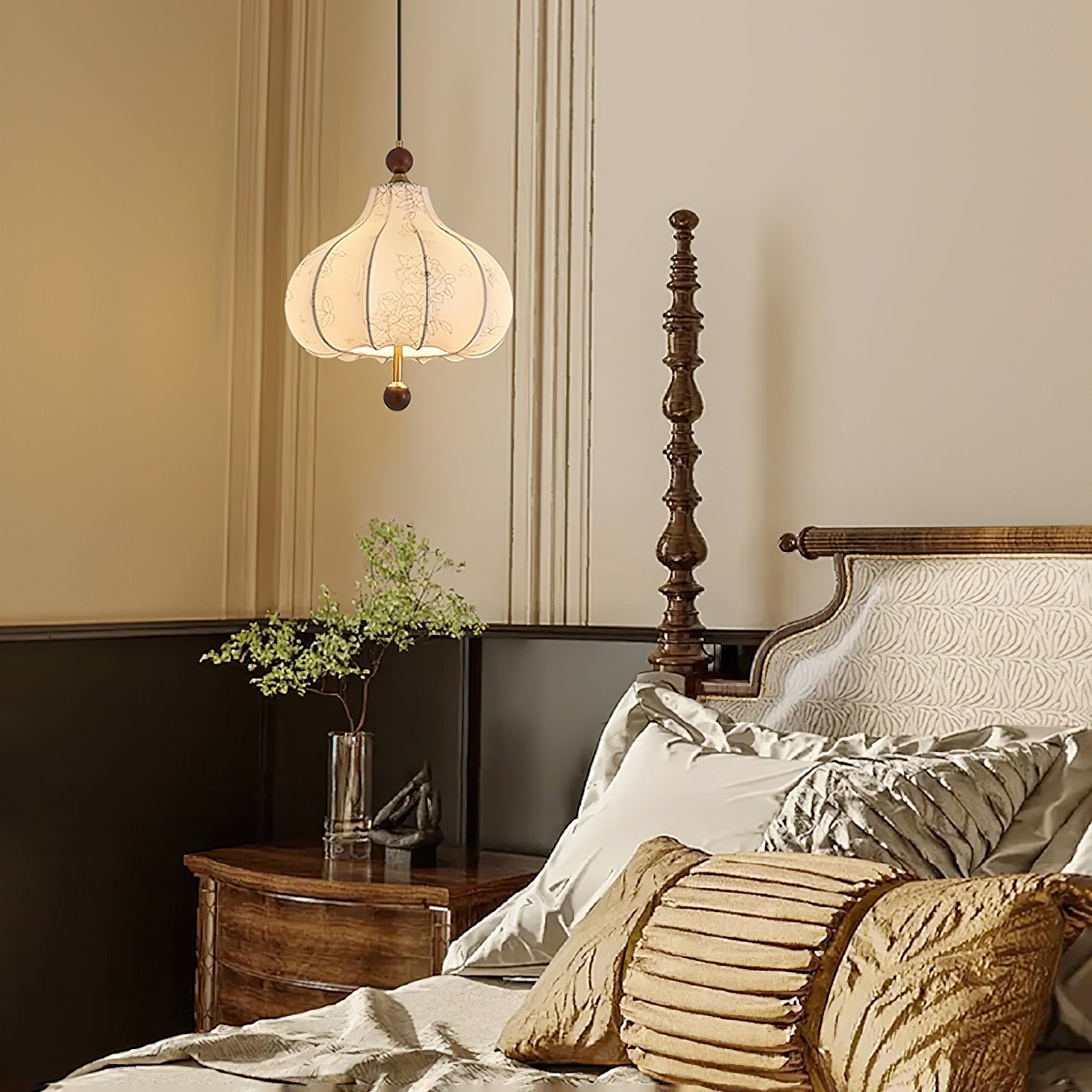 Petal Vintage-Holz-Pendelleuchte-Letslighting