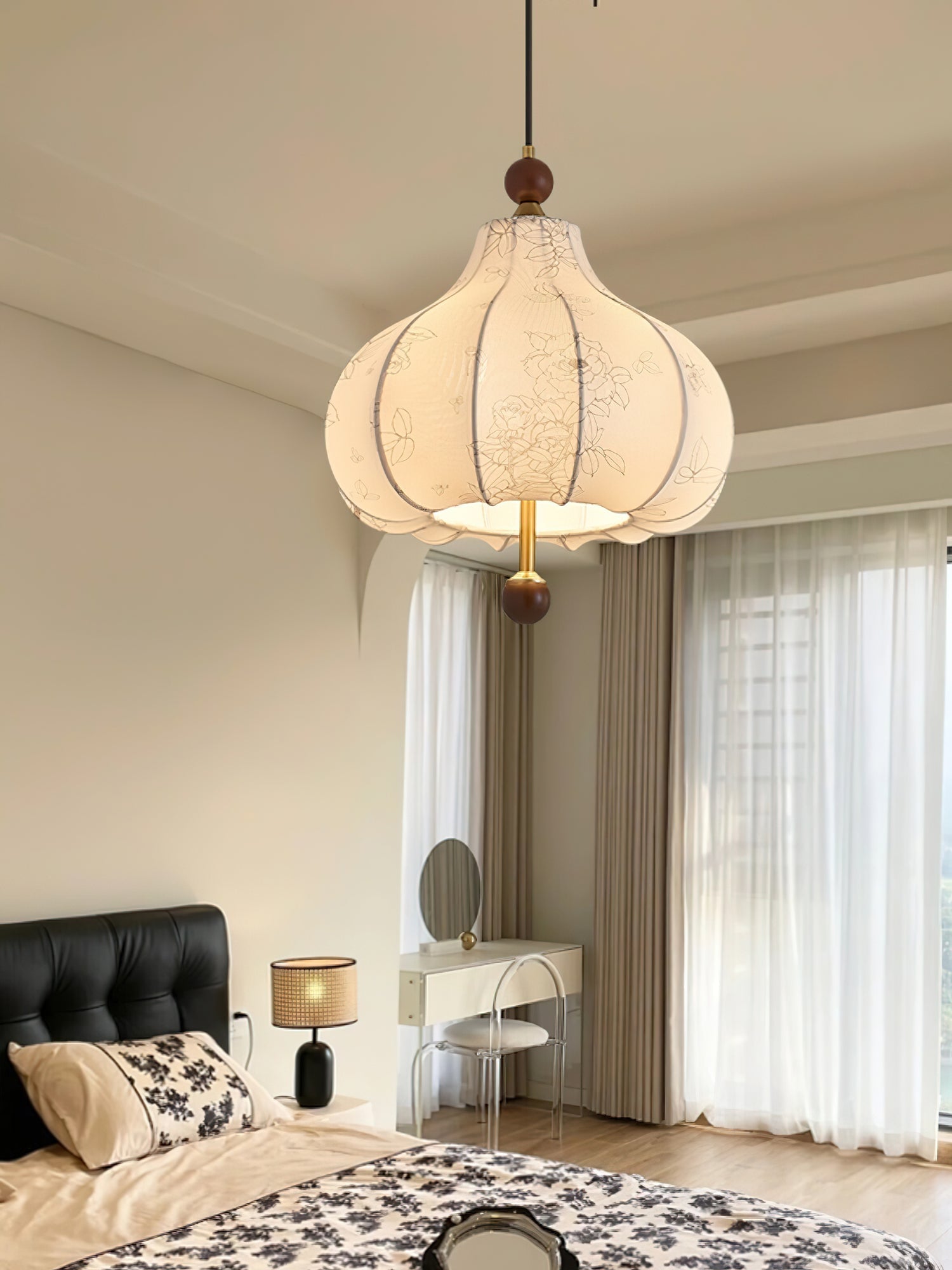 Petal Vintage-Holz-Pendelleuchte-Letslighting