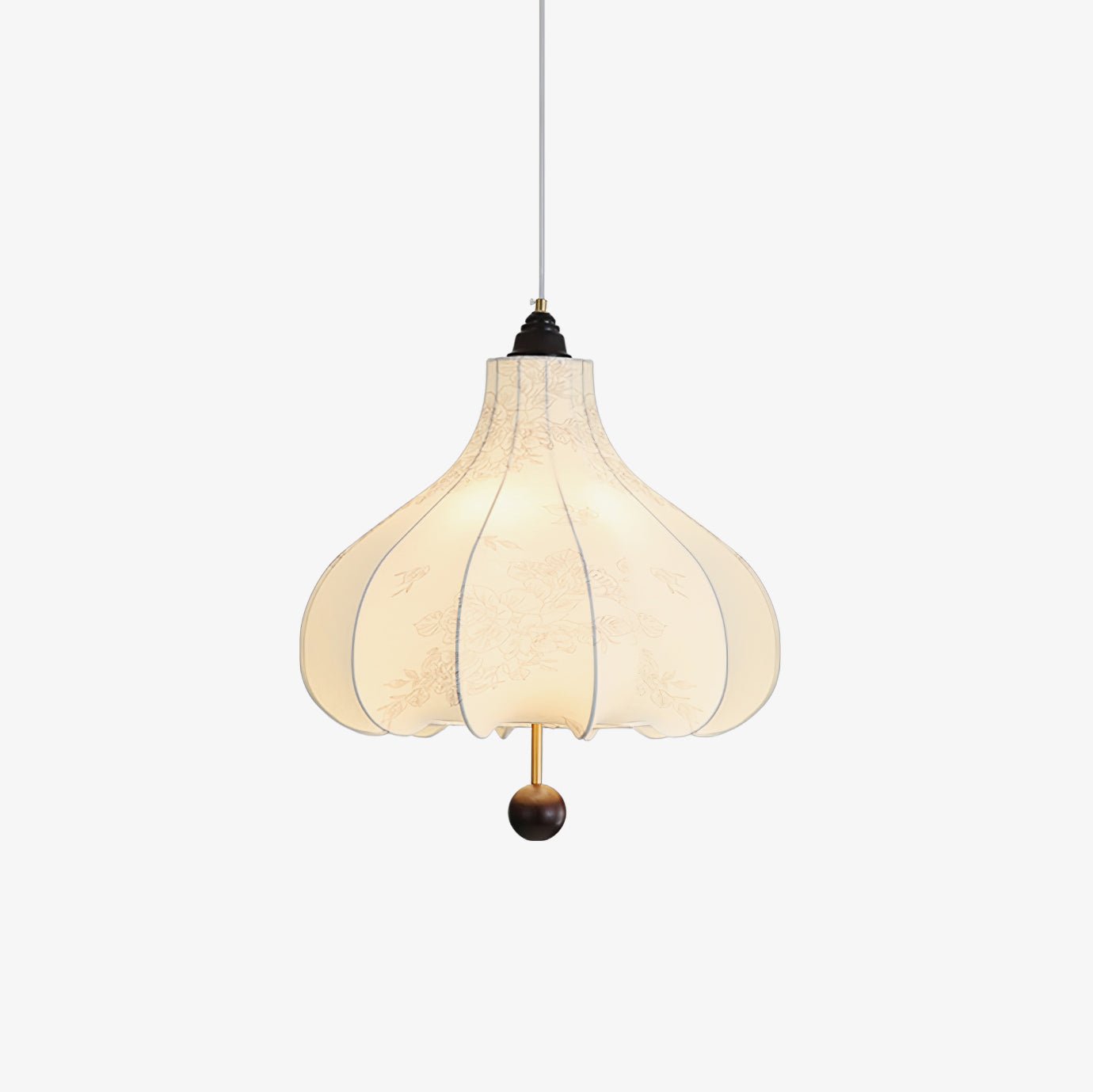 Orbitio Stoff Holz Pendelleuchte-Letslighting