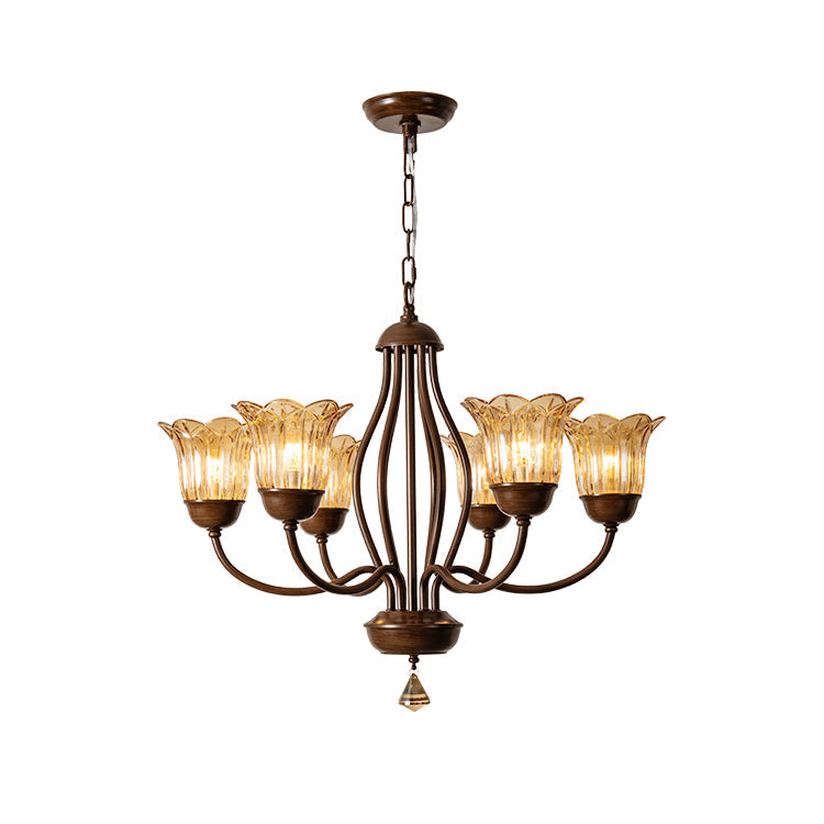 Brume Vintage Industrieller Bernstein-Glas Kronleuchter-Letslighting