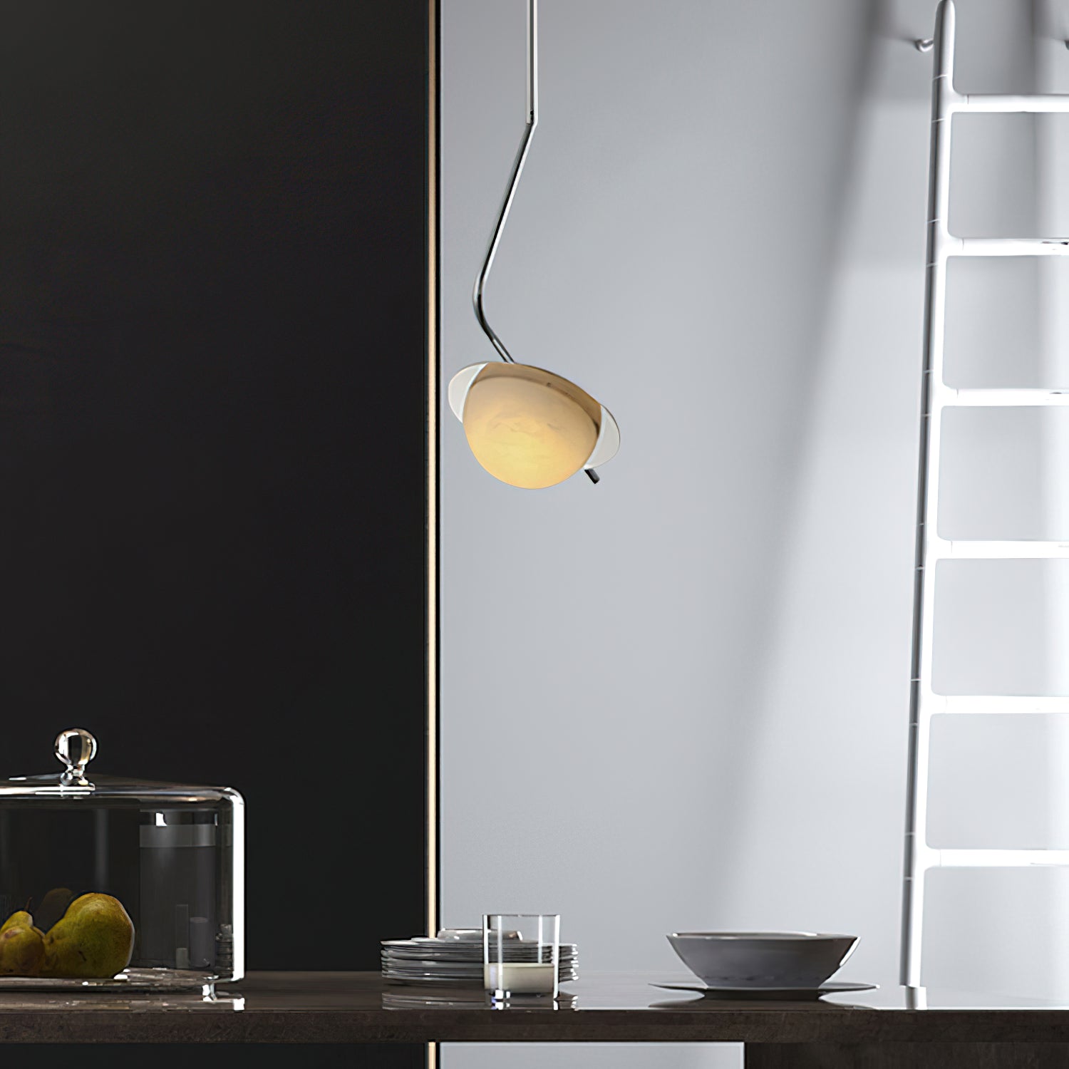 Ivvaros Chic Modern Minimalist LuminanceStainless Alabaster Pendant Light - Letslighting