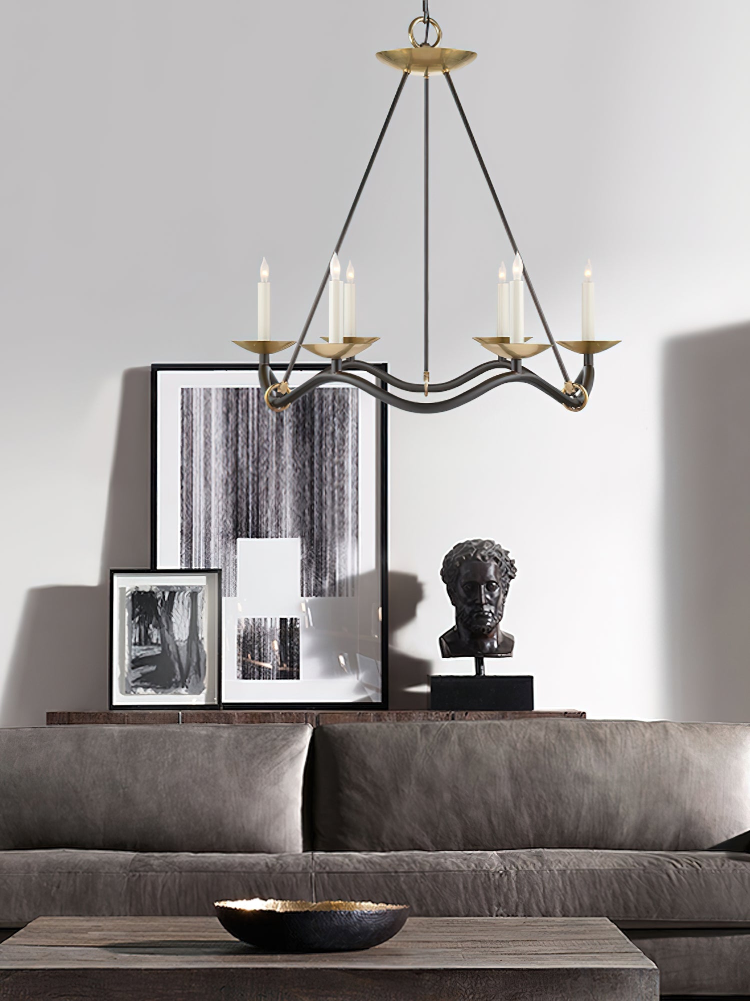 Shine Industrieller Vintage Kronleuchter aus Messing-Letslighting