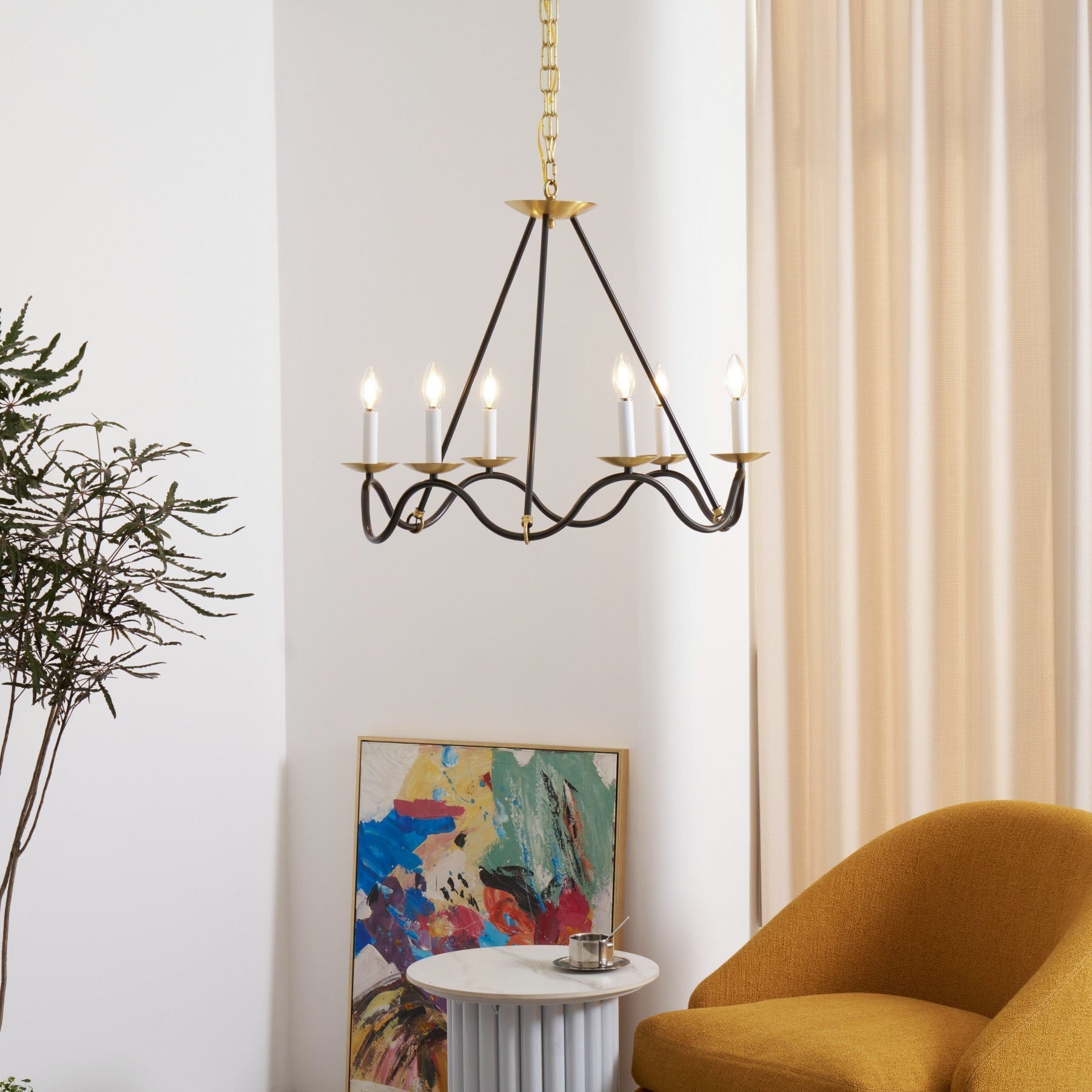 Shine Industrieller Vintage Kronleuchter aus Messing-Letslighting