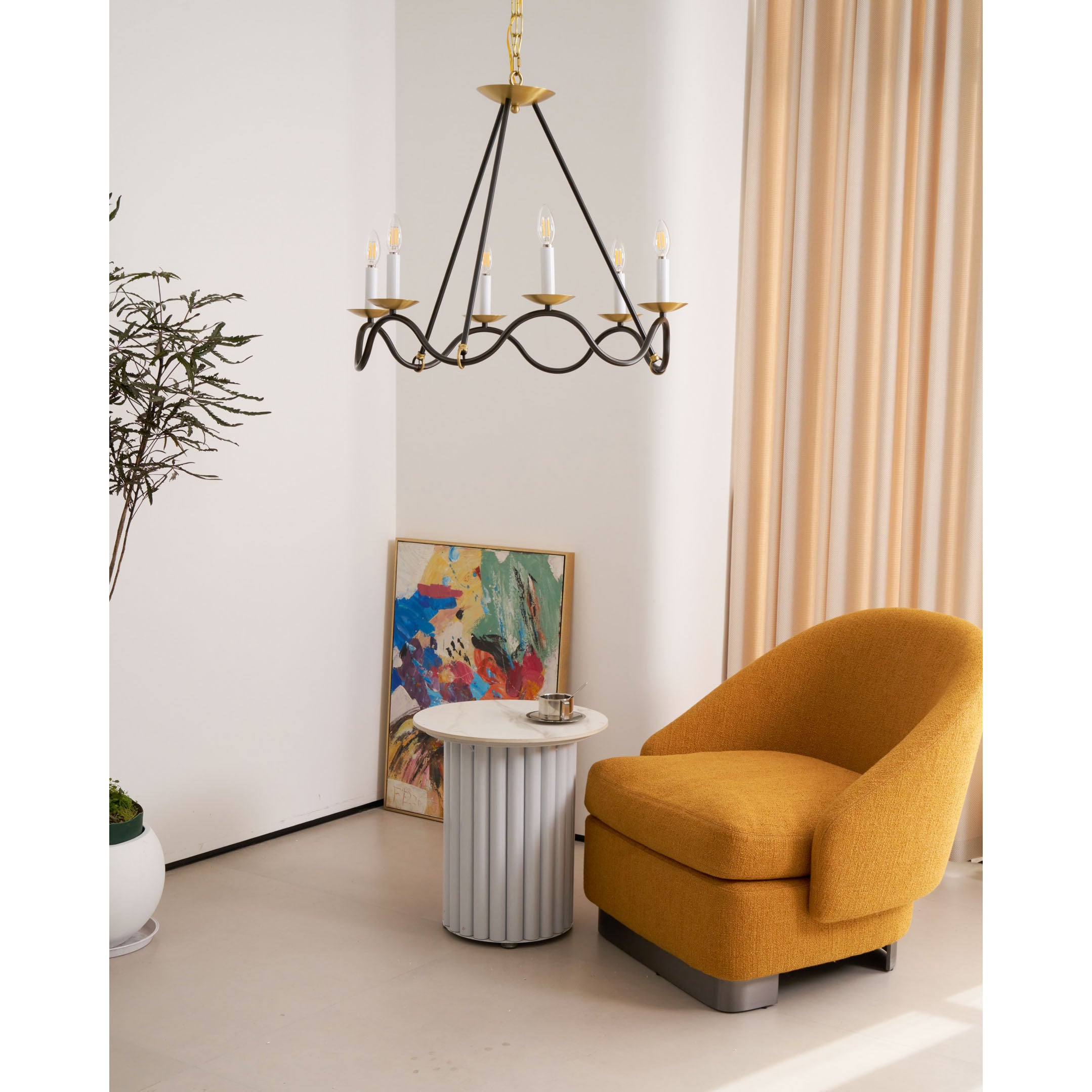 Shine Industrieller Vintage Kronleuchter aus Messing-Letslighting