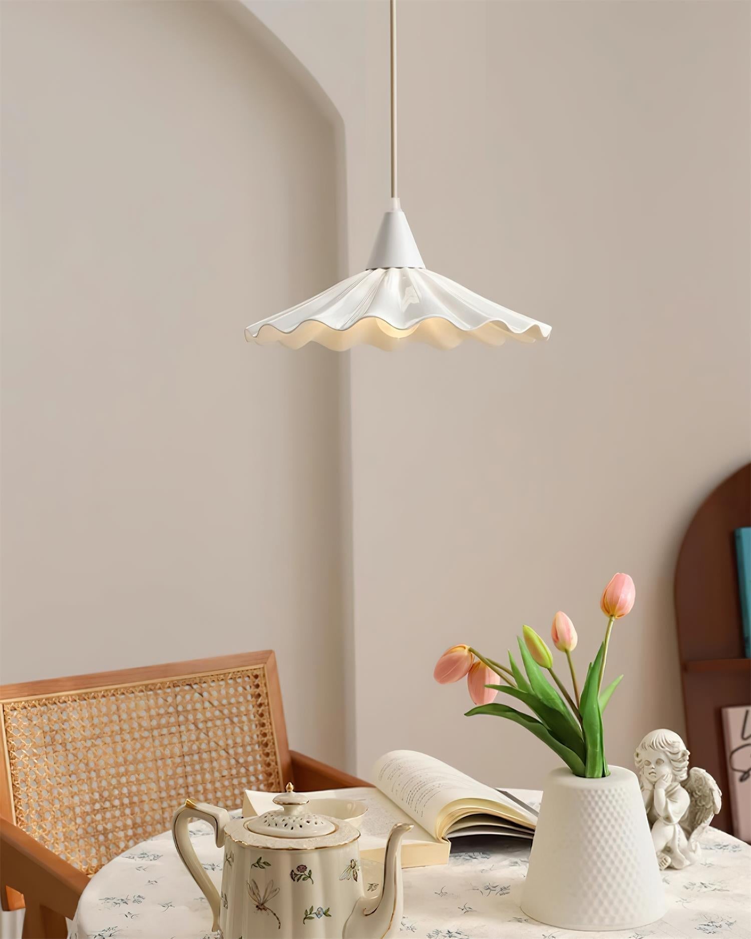 Rivora White Ceramic Pendant Light - Letslighting
