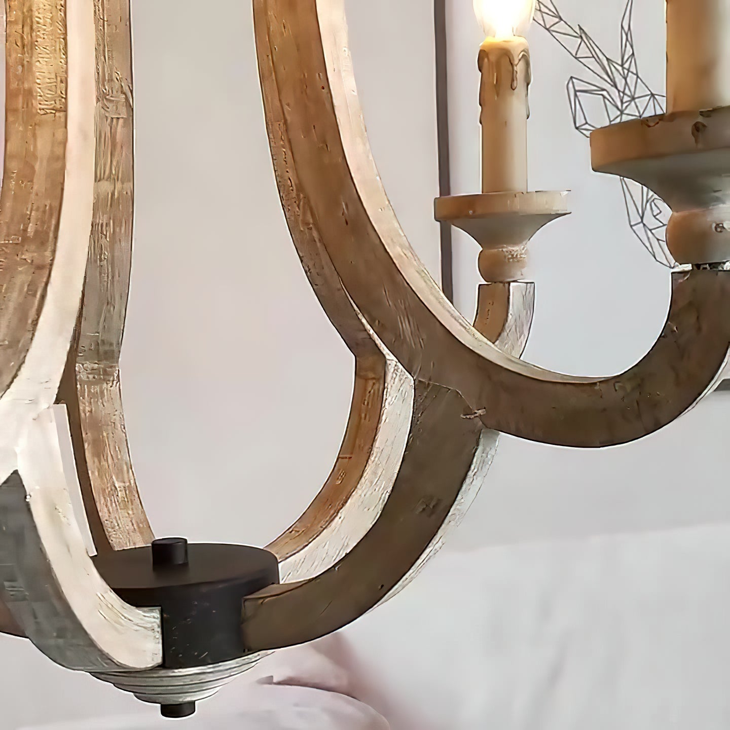Myraean Industrieller Vintage Kronleuchter aus Holz-Letslighting